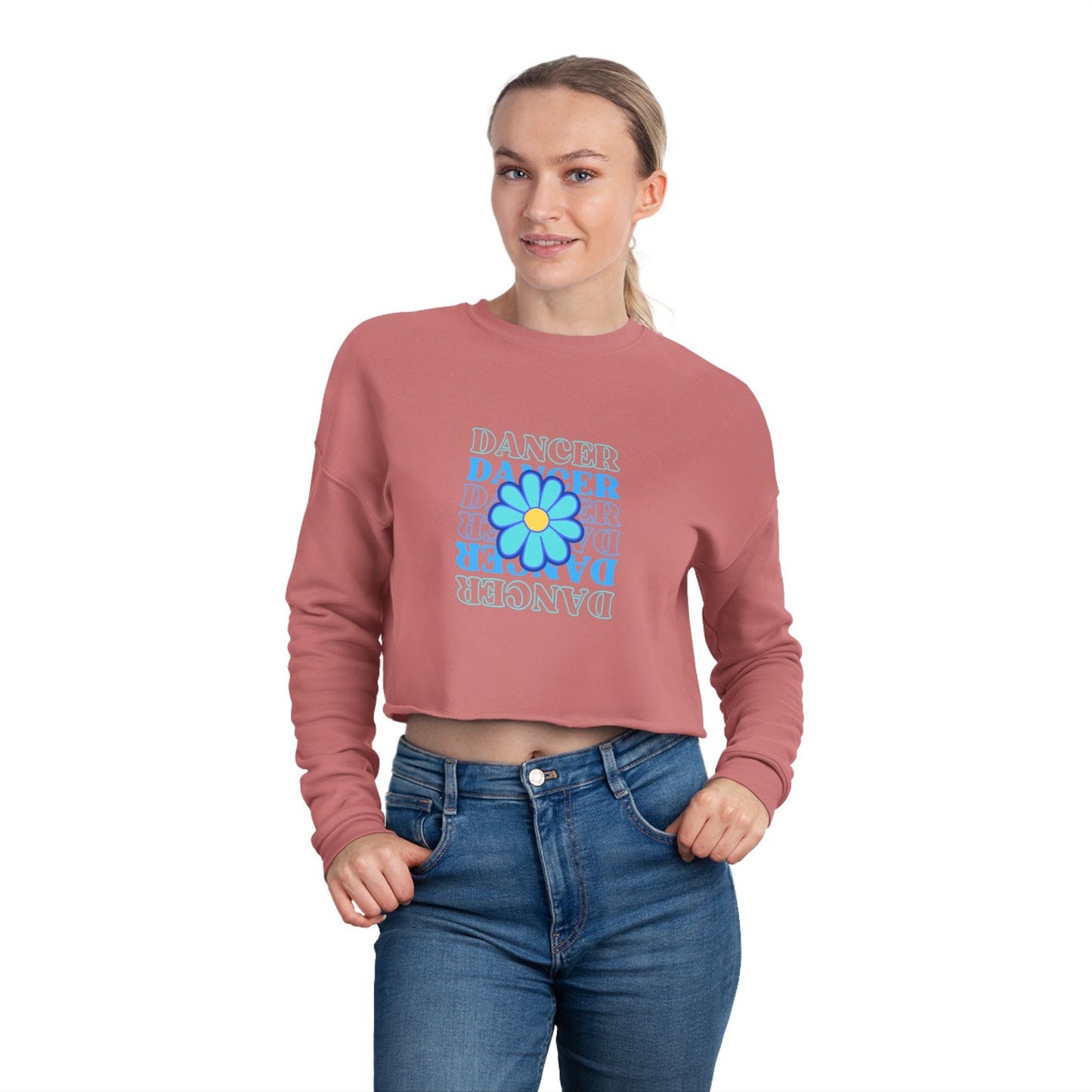 "Dancer" Floral Text Graphic – Women’s Cropped Fleece Sweatshirt