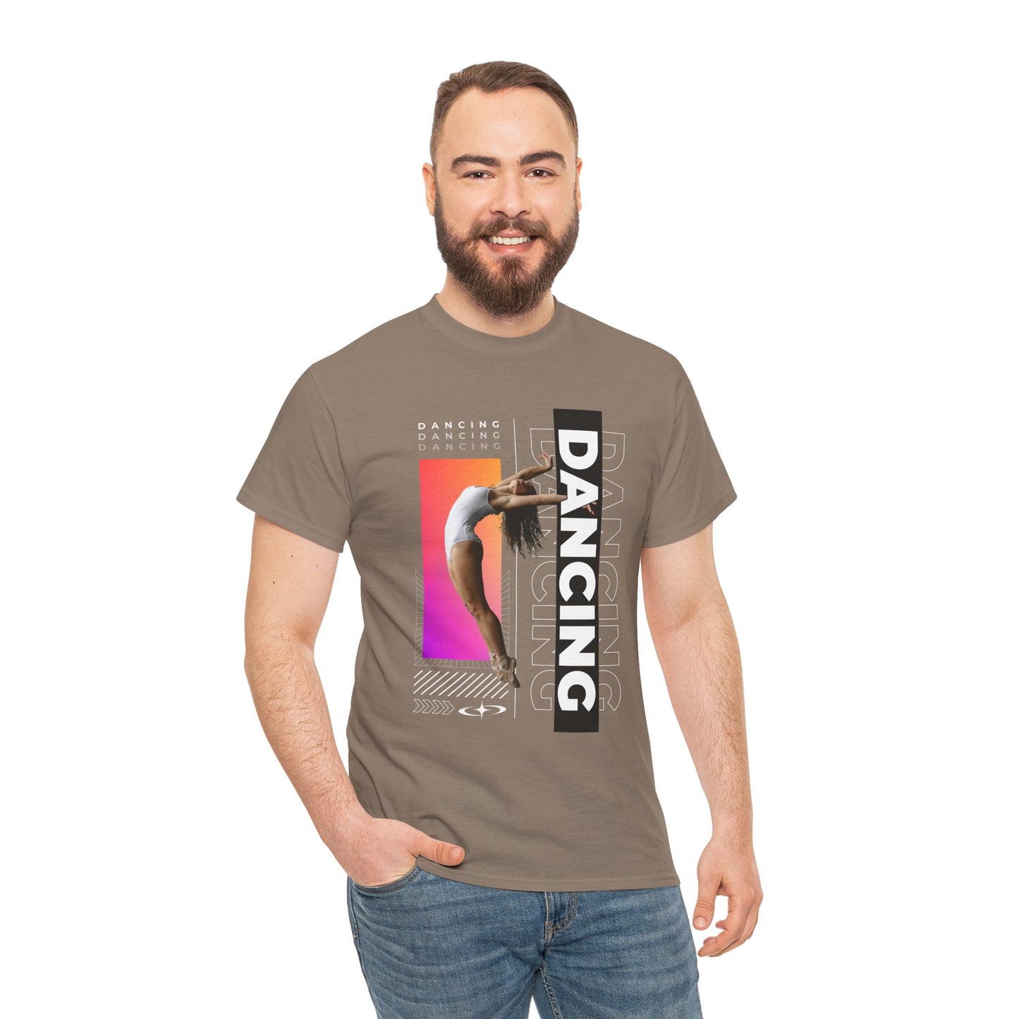 “Dancing” Streetwear-Inspired Female Dancer Unisex Heavy Cotton Tee – Urban Dance Graphic T-Shirt for Performers and Dance Lovers