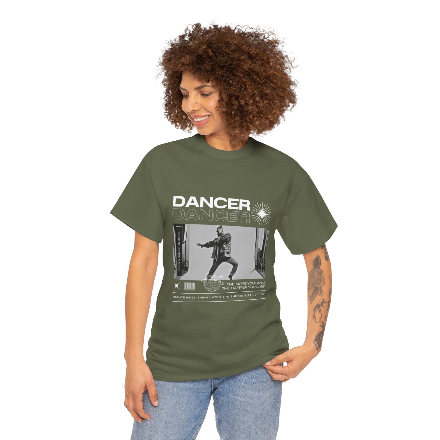 "Dancer "Jazz Pose Unisex Heavy Cotton Tee – Streetwear-Inspired Jazz Dance Graphic T-Shirt for Performers