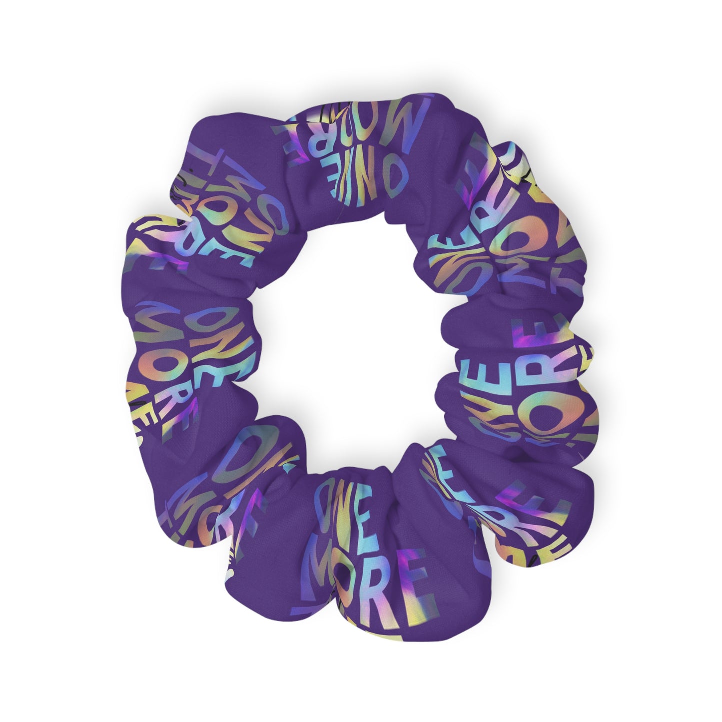 “One More Time Is a Lie” Scrunchie – Funny Dance Rehearsal Hair Accessory with Colorful Text Graphic