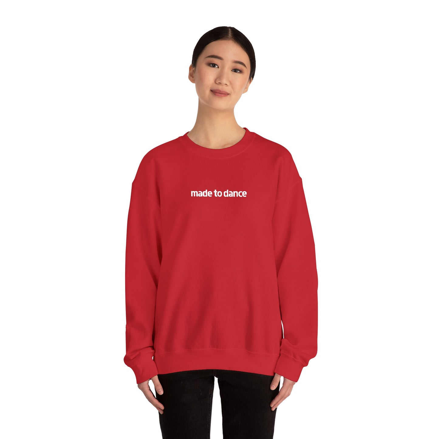 “Made to Dance" Unisex Heavy Blend™ Crewneck Sweatshirt – Embroidered Dance-Inspired Pullover for Adults & Kids