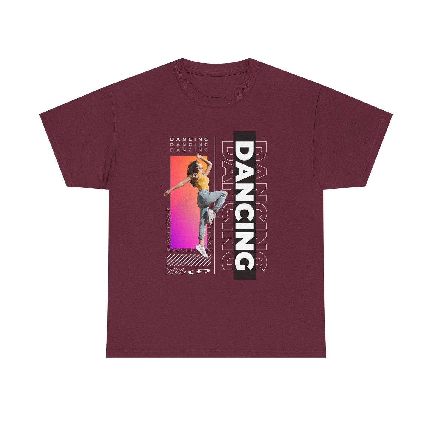 “Dancing” Streetwear-Inspired Female Dancer Unisex Heavy Cotton Tee – Urban Dance Graphic T-Shirt for Performers and Dance Lovers