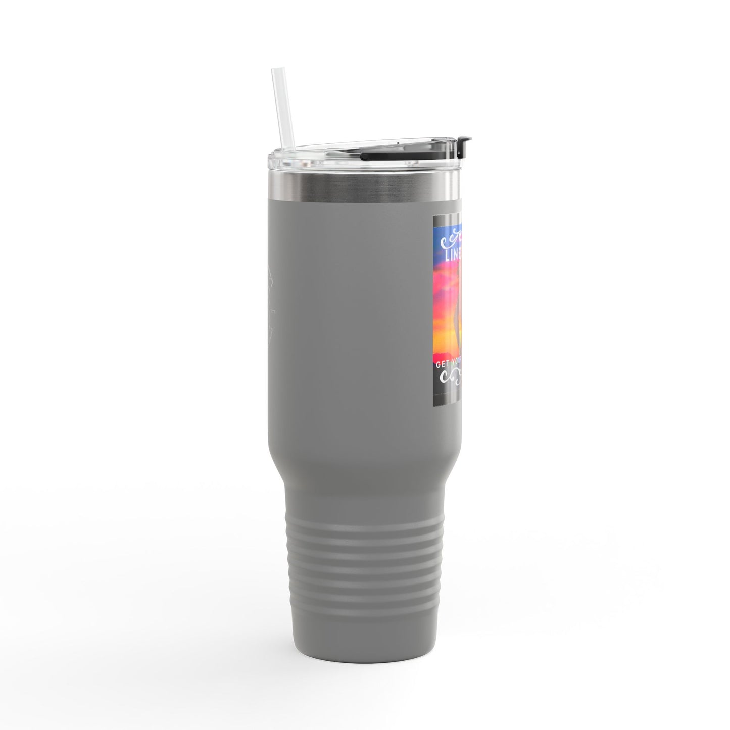 "Line Dancer, Get Your Boots In Line" 40oz Insulated Travel Mug – Cowgirl Dance-Themed Tumbler for Country Western Lovers