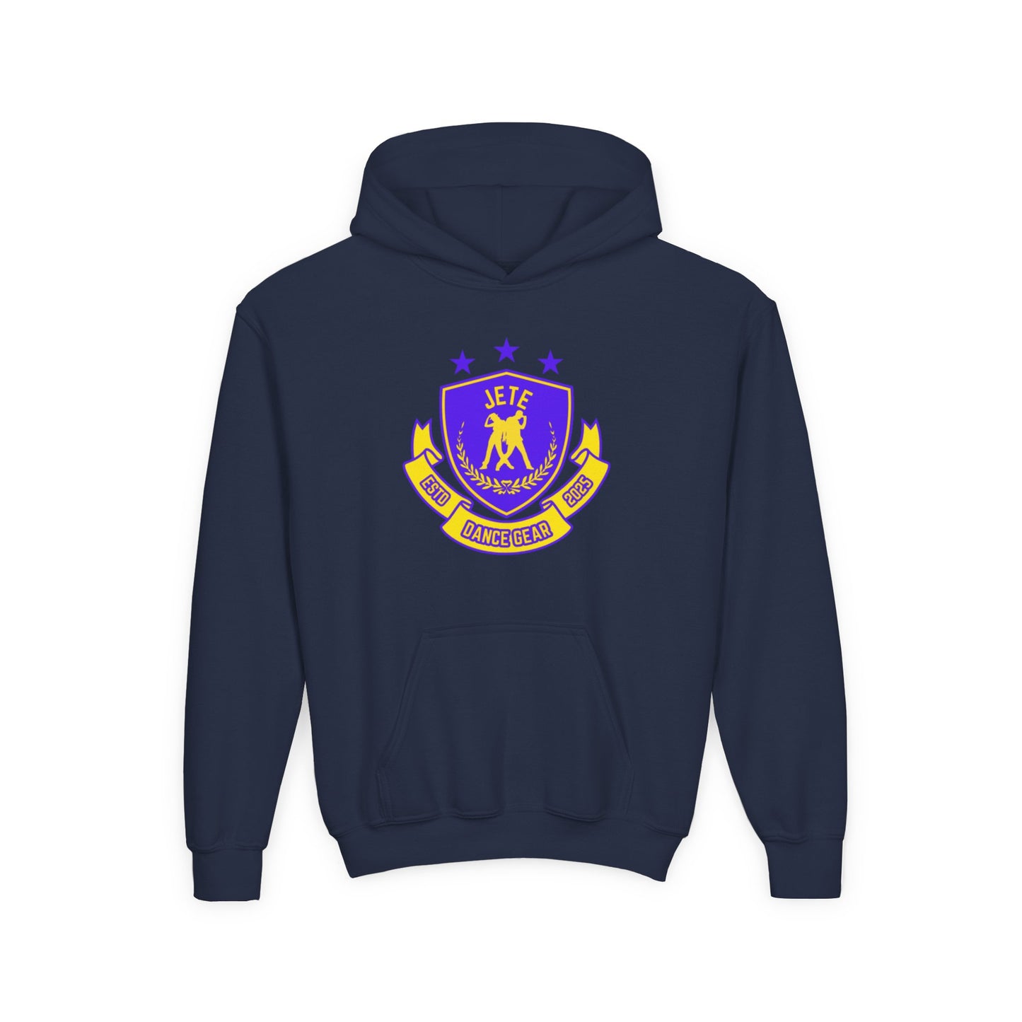 "Jeté Dance Gear" Youth Hooded Sweatshirt – Collegiate-Inspired Dance Team Graphic Hoodie for Kids and Teens