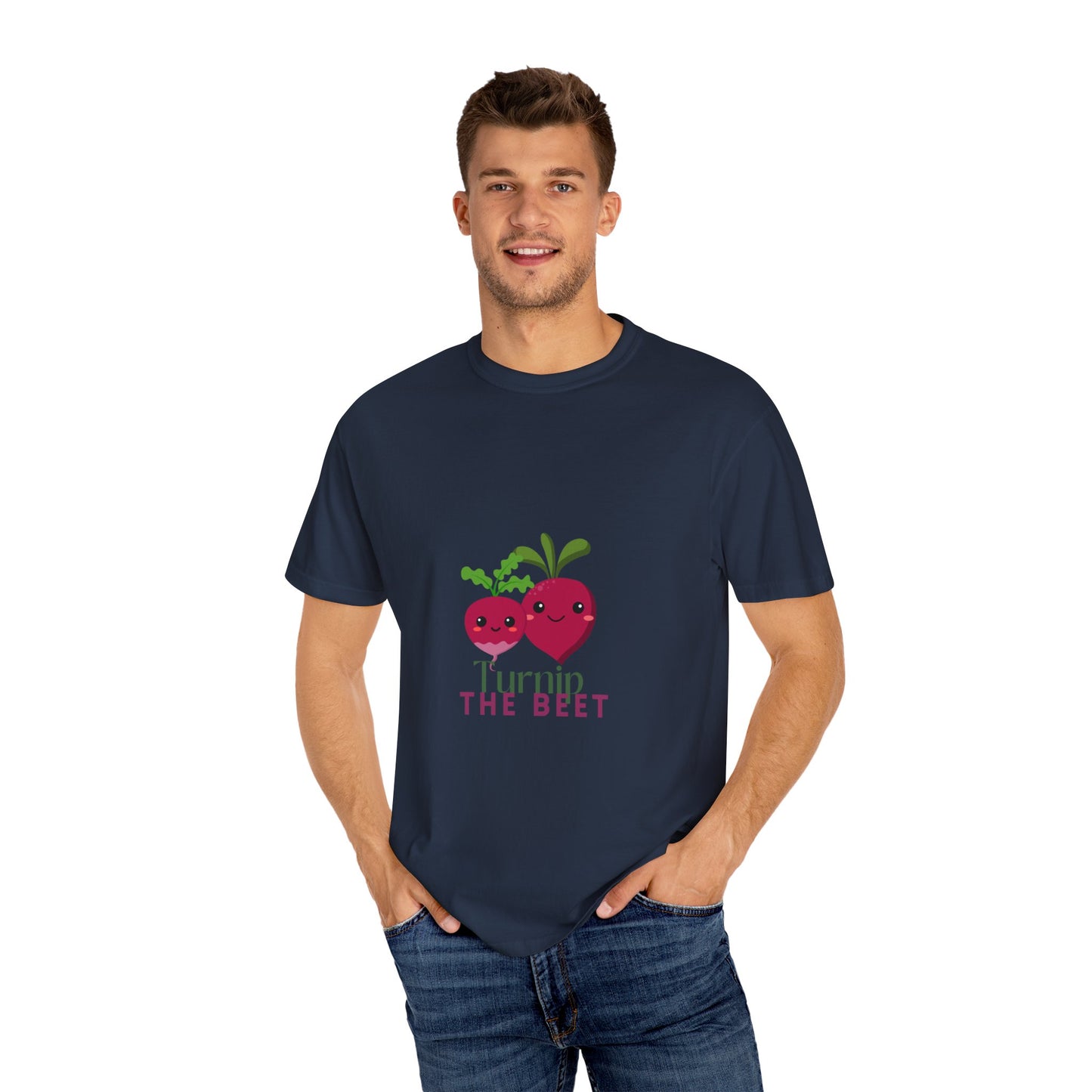 "Turnip the Beet" Unisex Garment-Dyed T-Shirt – Cute Veggie Dance Pun Graphic Tee – Funny Foodie Shirt for Dancers & Music Lovers