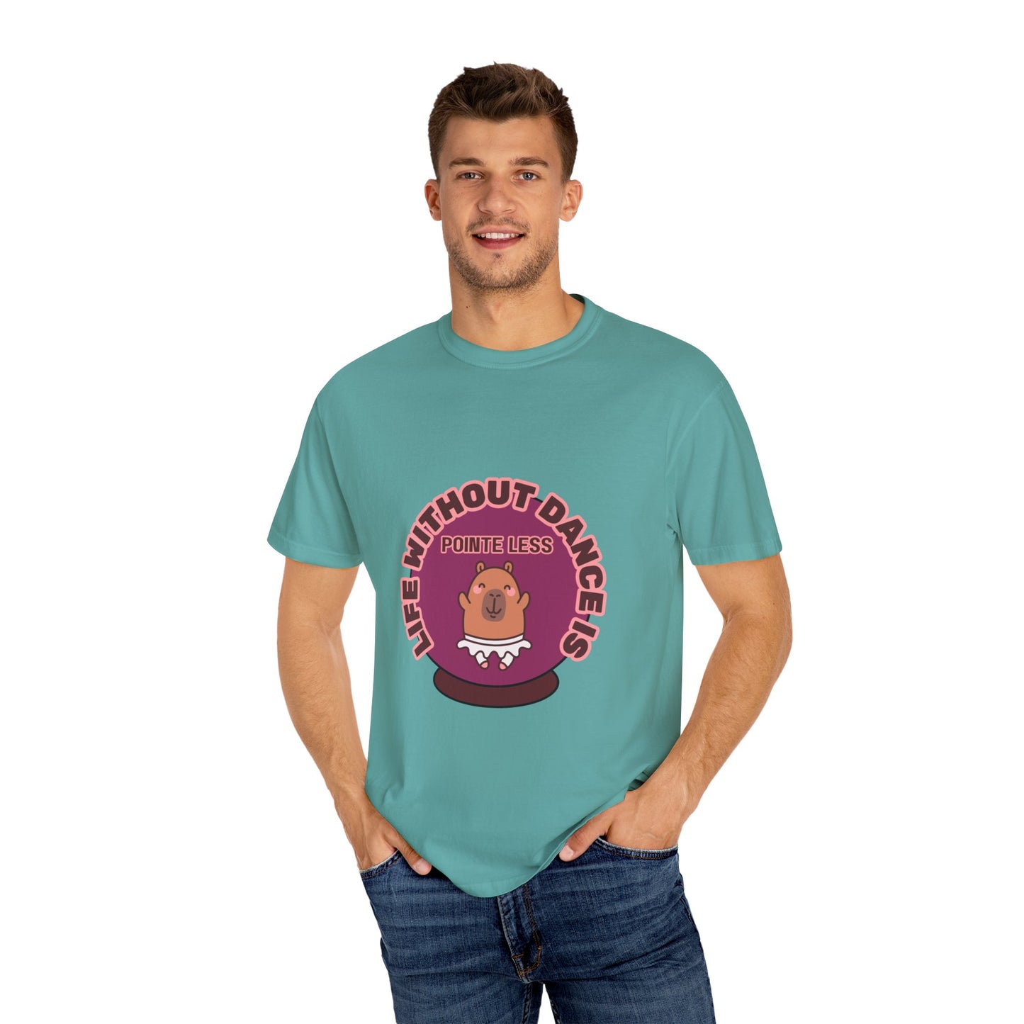 "Life Without Dance is Pointeless" Unisex Garment-Dyed T-Shirt – Cute Dancing Capybara Graphic Tee – Funny Dance Shirt for Animal Lovers & Performers