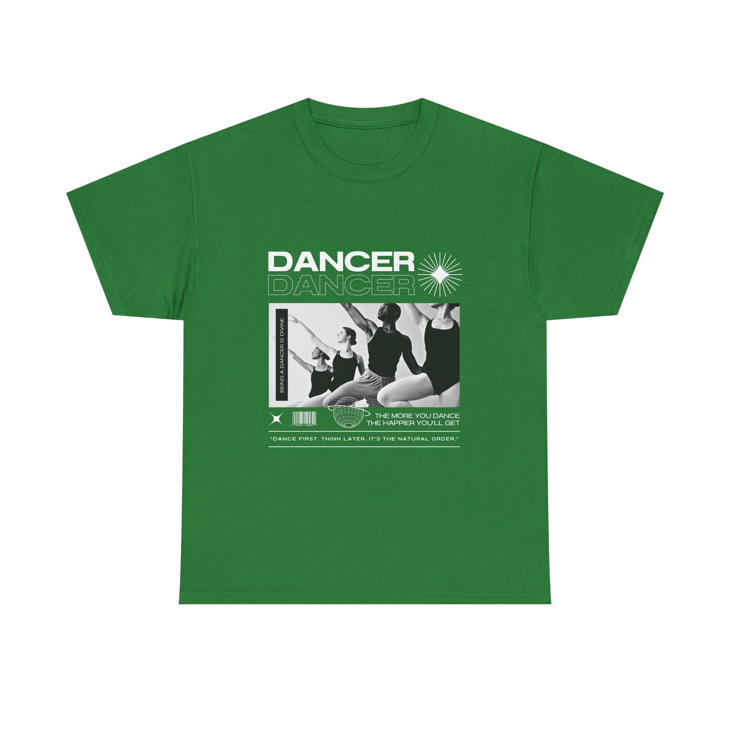 "Dancer" with ballet dancers at the Barre - Unisex Heavy Cotton Tee | Streetwear-Inspired Ballet Training Graphic T-Shirt for Dance Lovers