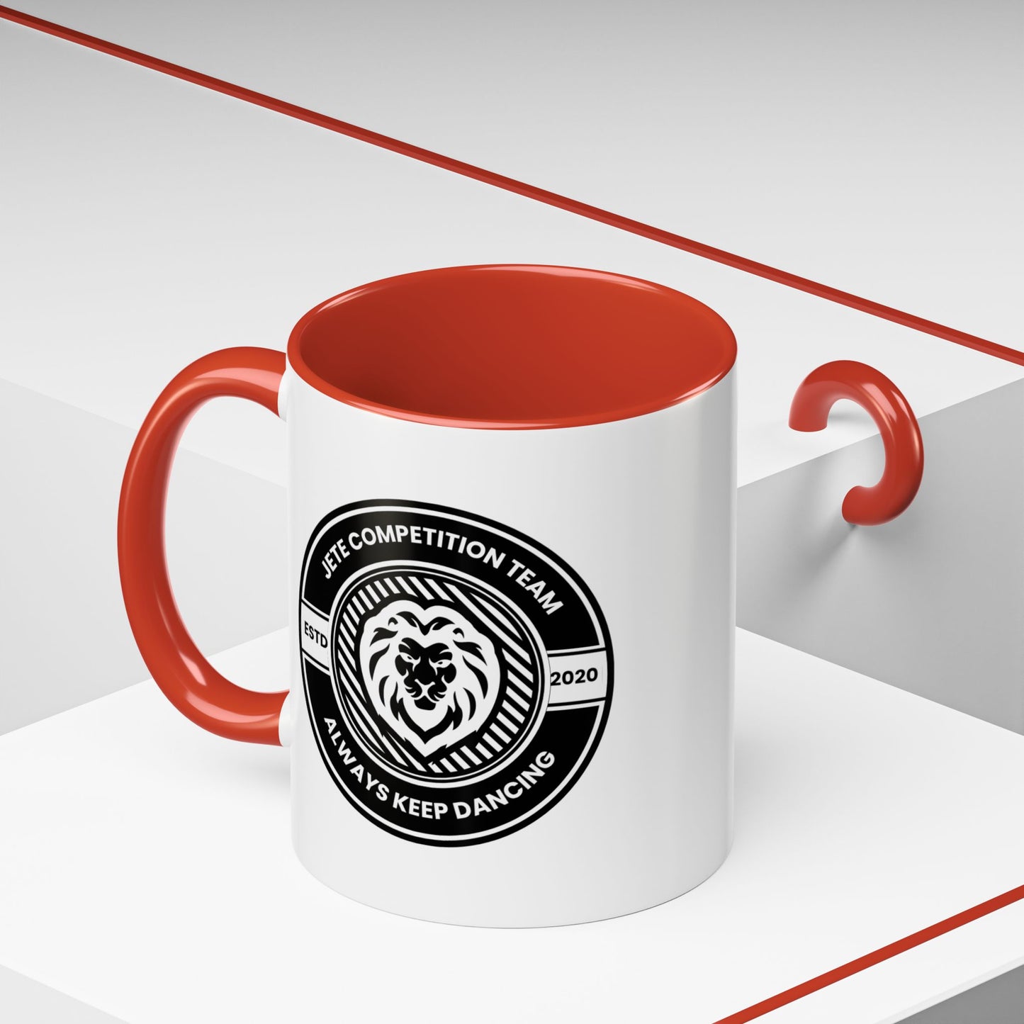 "Jeté Competition Team – Always Keep Dancing" Accent Coffee Mug – Collegiate Style Ceramic Mug for Dancers and Studio Teams