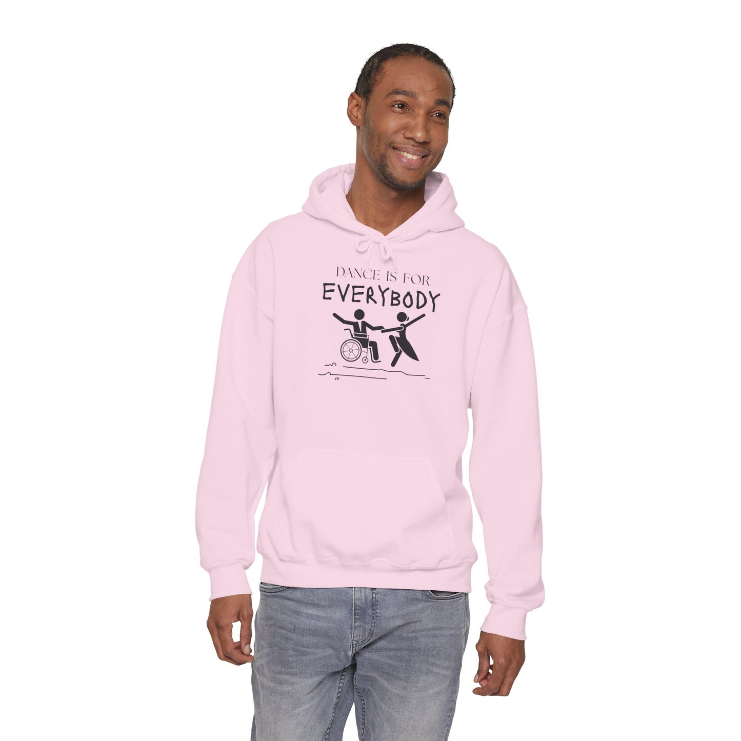 "Dance Is for Everybody" Unisex Hoodie – Inclusive Dance-Themed Hoodie for Teens and Adults with Personalization Option on Sleeve