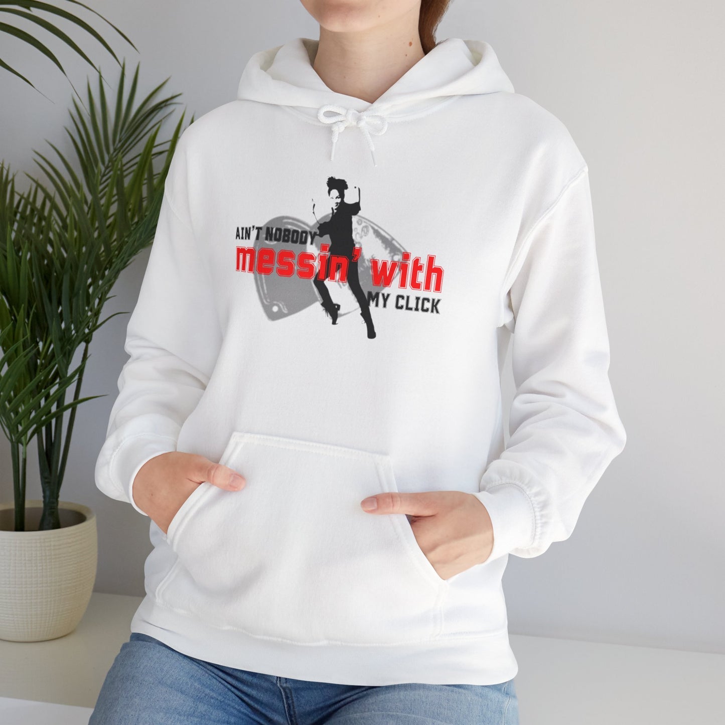 “Ain’t Nobody Messin’ with My Click” Tap Dance Graphic with Tap Shoes & Dancer | Streetwear-Inspired Tap Dancing Hoodie for Dancers - Unisex Heavy Blend™ Hooded Sweatshirt