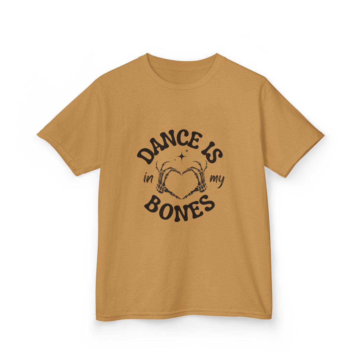 “Dance Is in My Bones” Halloween Dance T-Shirt with Cute Skeleton Heart Graphic - Kids Heavy Cotton™ Tee