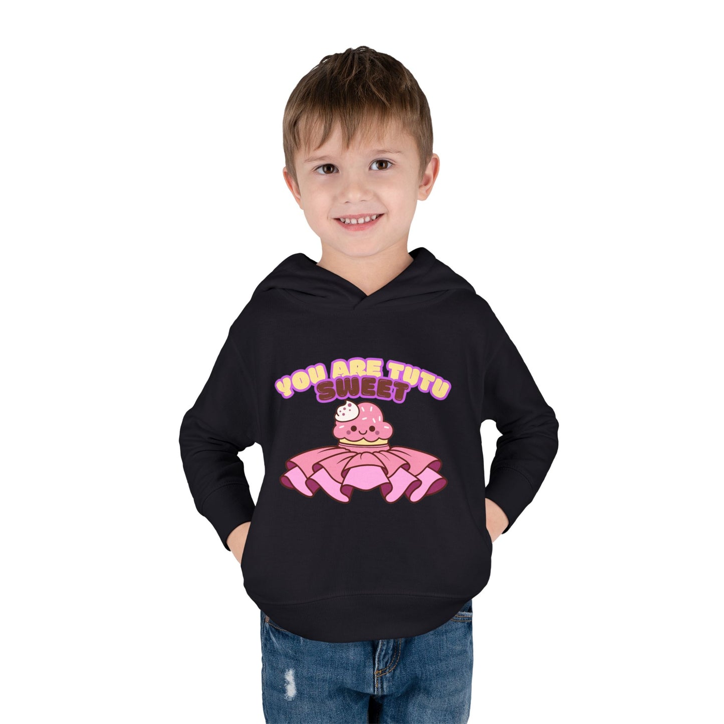"You Are Tutu Sweet" Toddler Pullover Hoodie – Kawaii Cupcake in Tutu Dance Graphic Fleece Sweatshirt for Kids