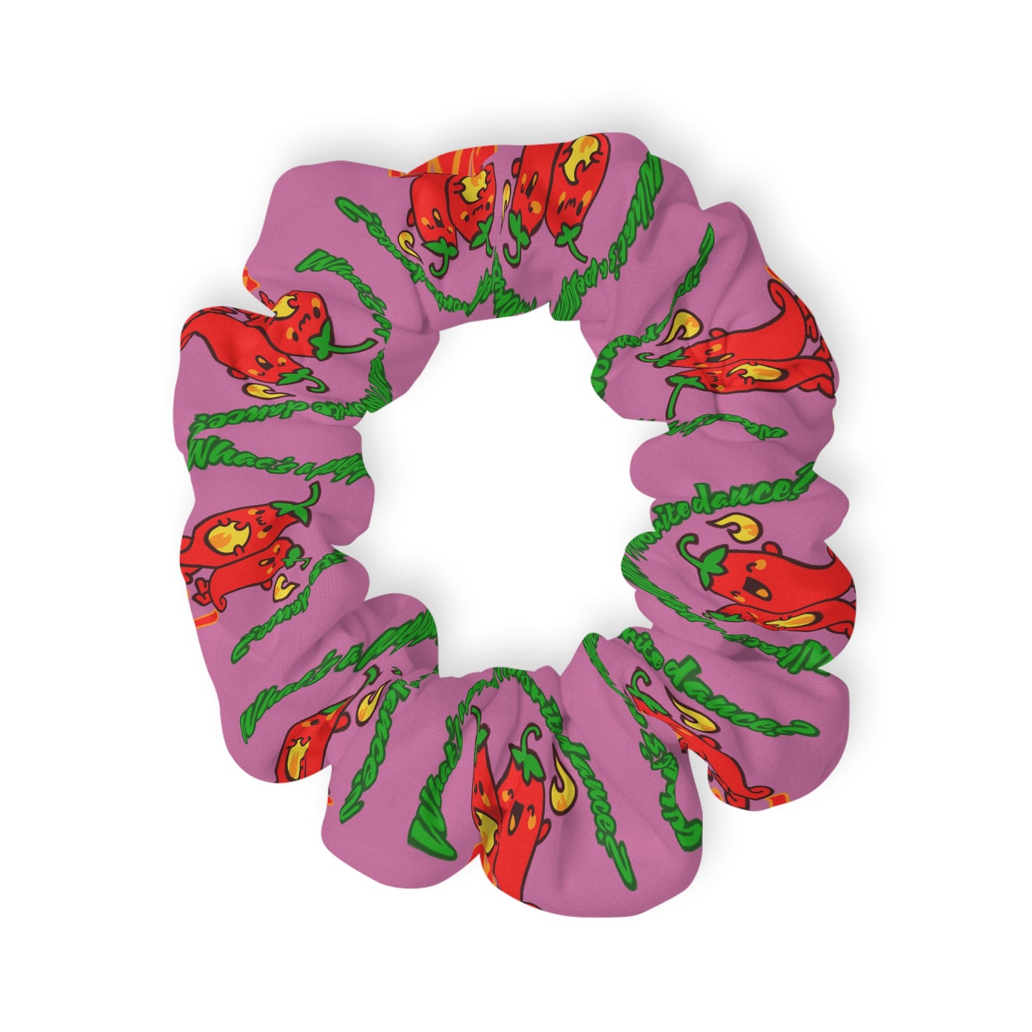 “What's a Pepper's Favorite Dance? Salsa!” Scrunchie – Funny Dance Pun Hair Accessory with Cute Pepper Graphic