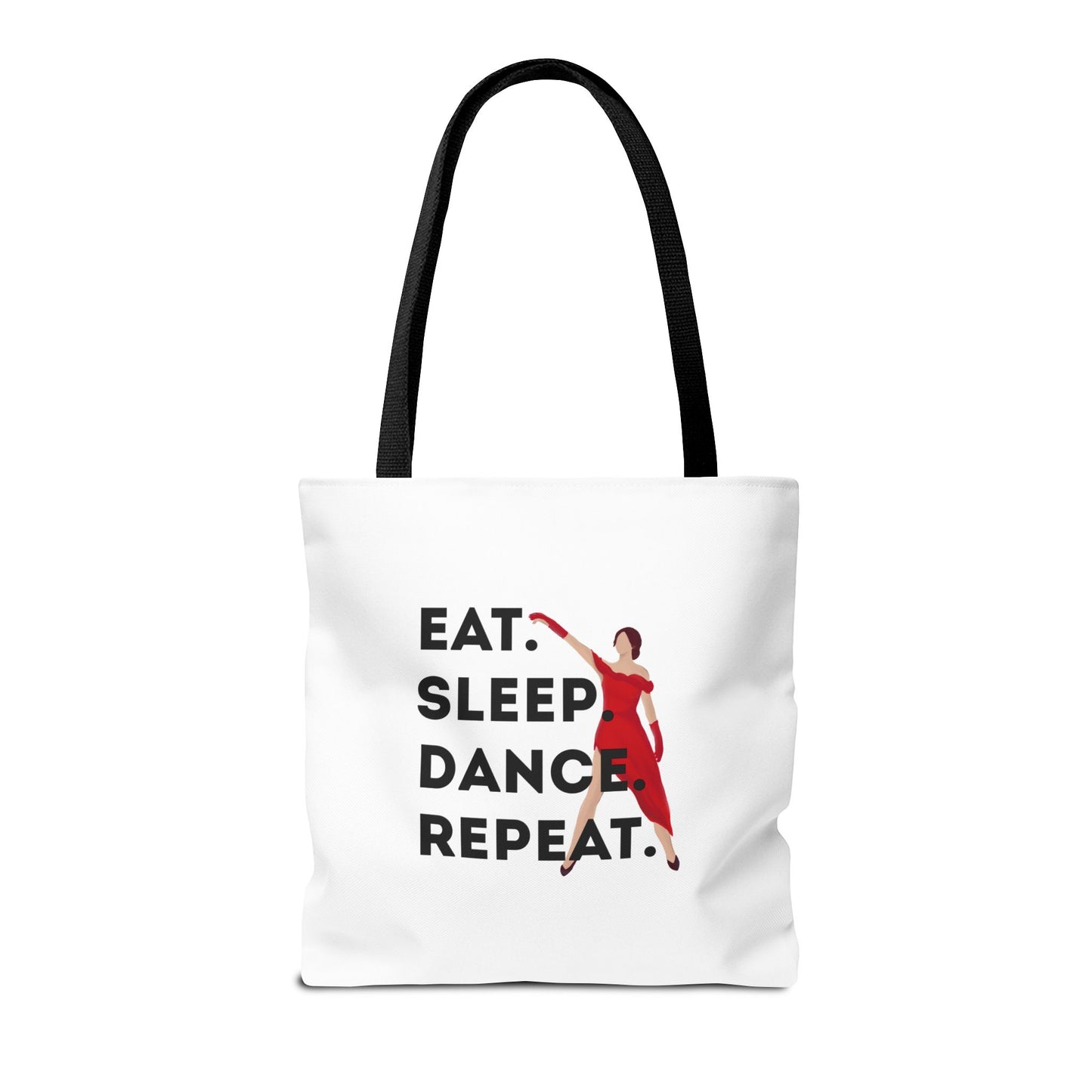 "Eat Sleep Dance Repeat" Canvas Tote Bag – Bold Dancer Graphic Dance Bag for Studio, School & Everyday Use