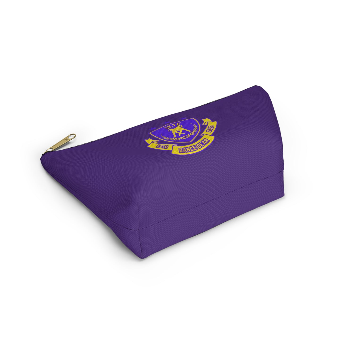 “Jeté Dance Gear" Makeup Bag – Colorful Collegiate-Inspired Dance Graphic – Stylish Zipper Pouch for Cosmetics, Accessories & Team Essentials