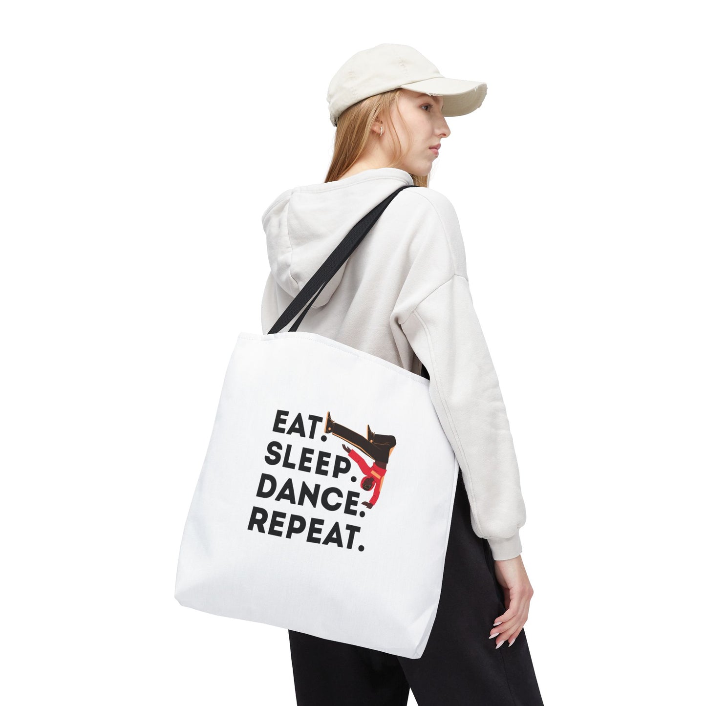 "Eat Sleep Dance Repeat" B-Boy Canvas Tote Bag – Hip-Hop Dancer Graphic Dance Tote for Everyday Use