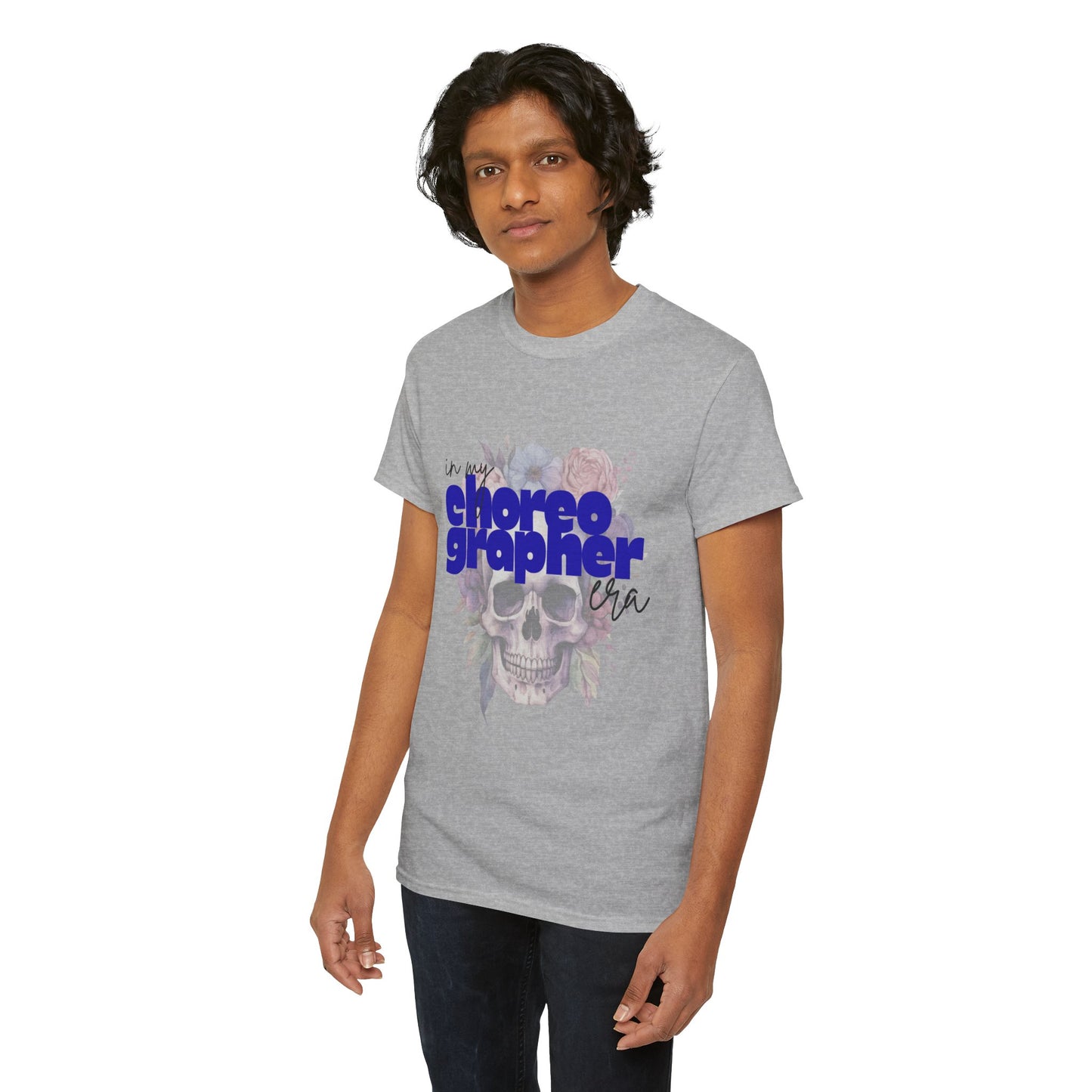 "In My Choreographer Era" Skull Floral Tee – Unisex Heavy Cotton Dance T-Shirt with Cool Gothic Graphic