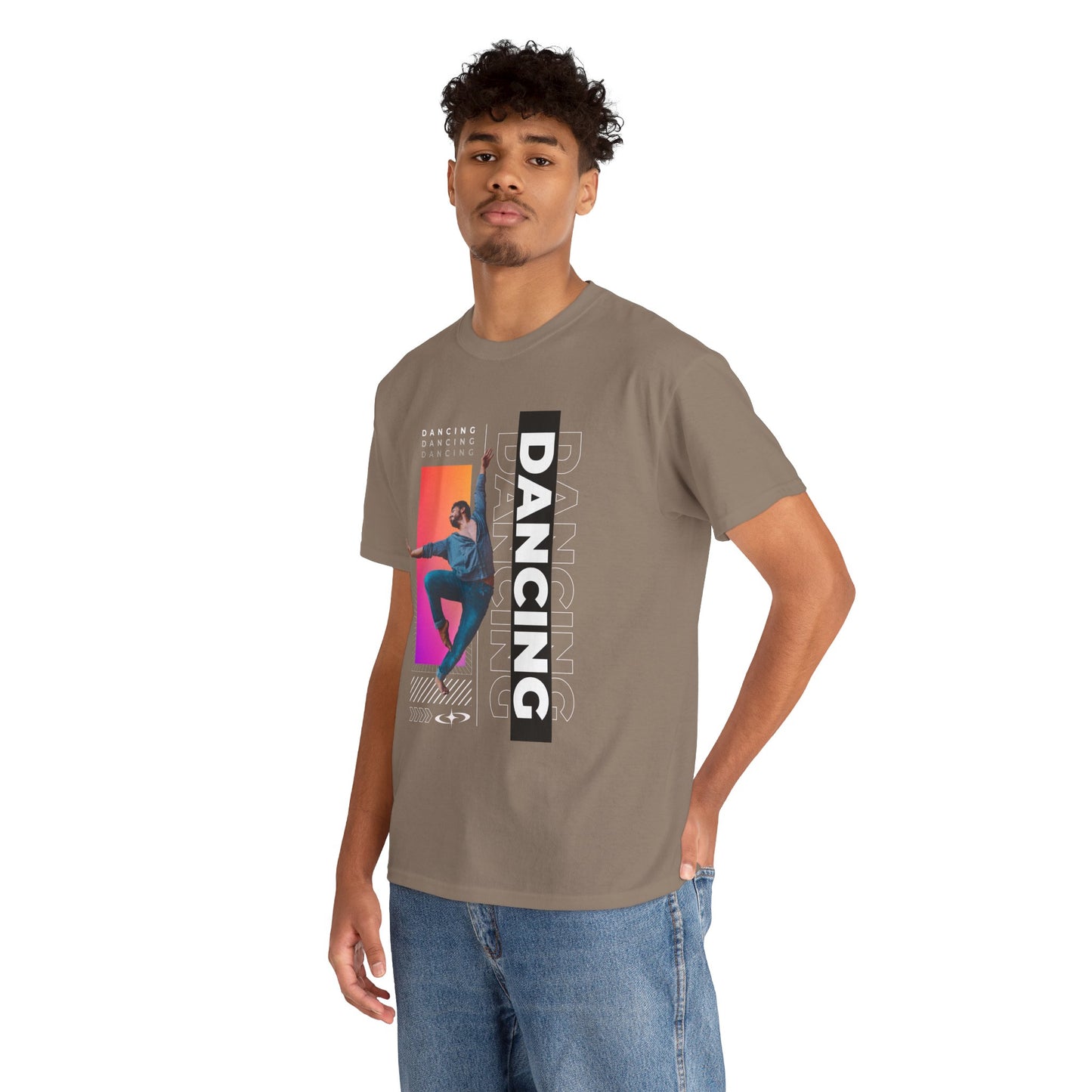 “Dancing” Streetwear-Inspired Male Dancer Unisex Heavy Cotton Tee – Urban Dance Graphic T-Shirt for Performers and Dance Lovers