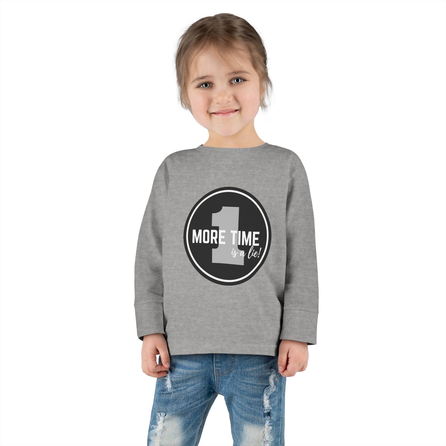 "One More Time Is a Lie" Toddler Dance T-Shirt – Bold Emblem Graphic Long Sleeve Tee for Kids