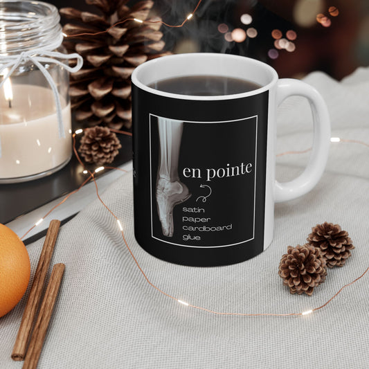 “I Dance En Pointe” Accent Coffee Mug – Ballet-Themed Personalized Mug with X-Ray Foot Design for Dancers, Teachers, and Ballet Lovers