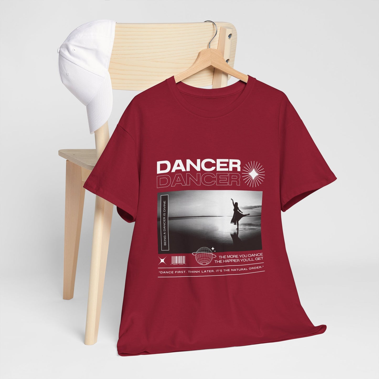 "Dancer" Arabesque Beach Scene Unisex Heavy Cotton Tee – Streetwear-Inspired Ballet Dance Graphic T-Shirt
