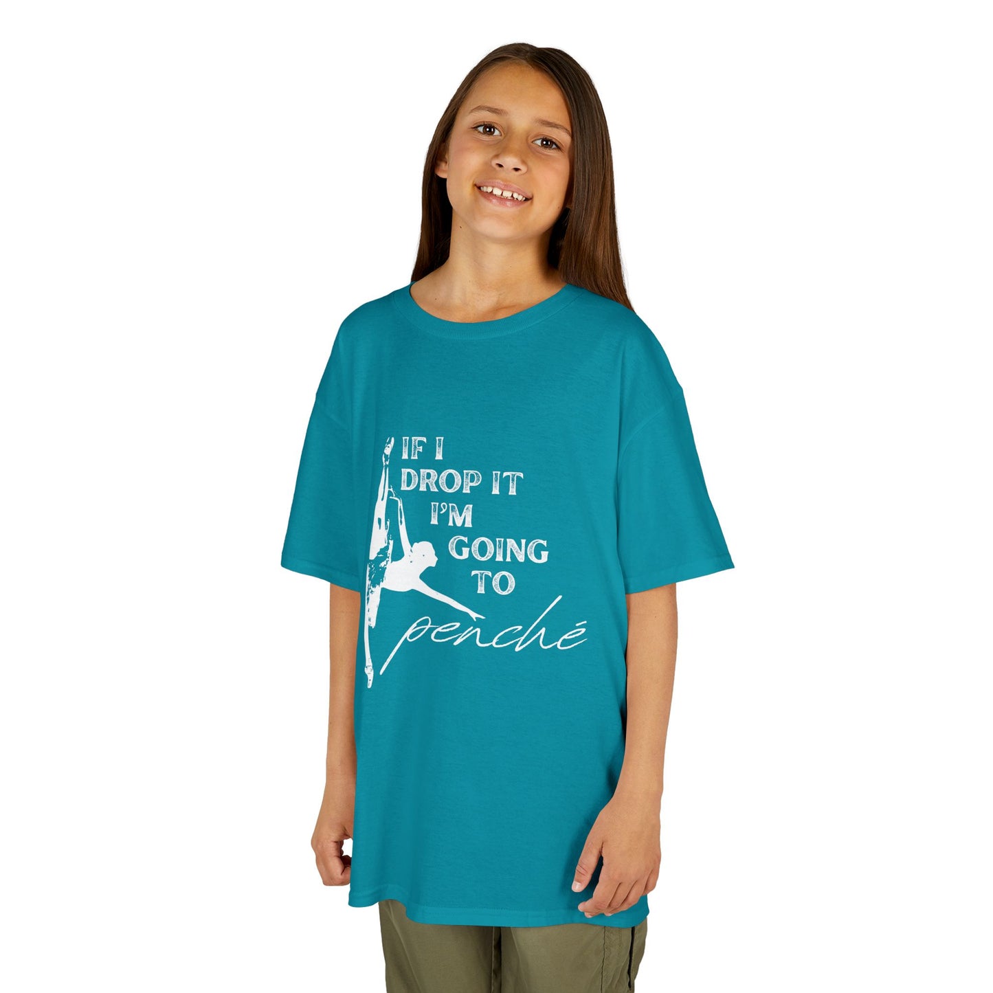 “If I Drop It, I’m Going to Penché” Funny Dance T-Shirt – Youth Short Sleeve Tee with Dancer Graphic and Optional Name or Studio Personalization