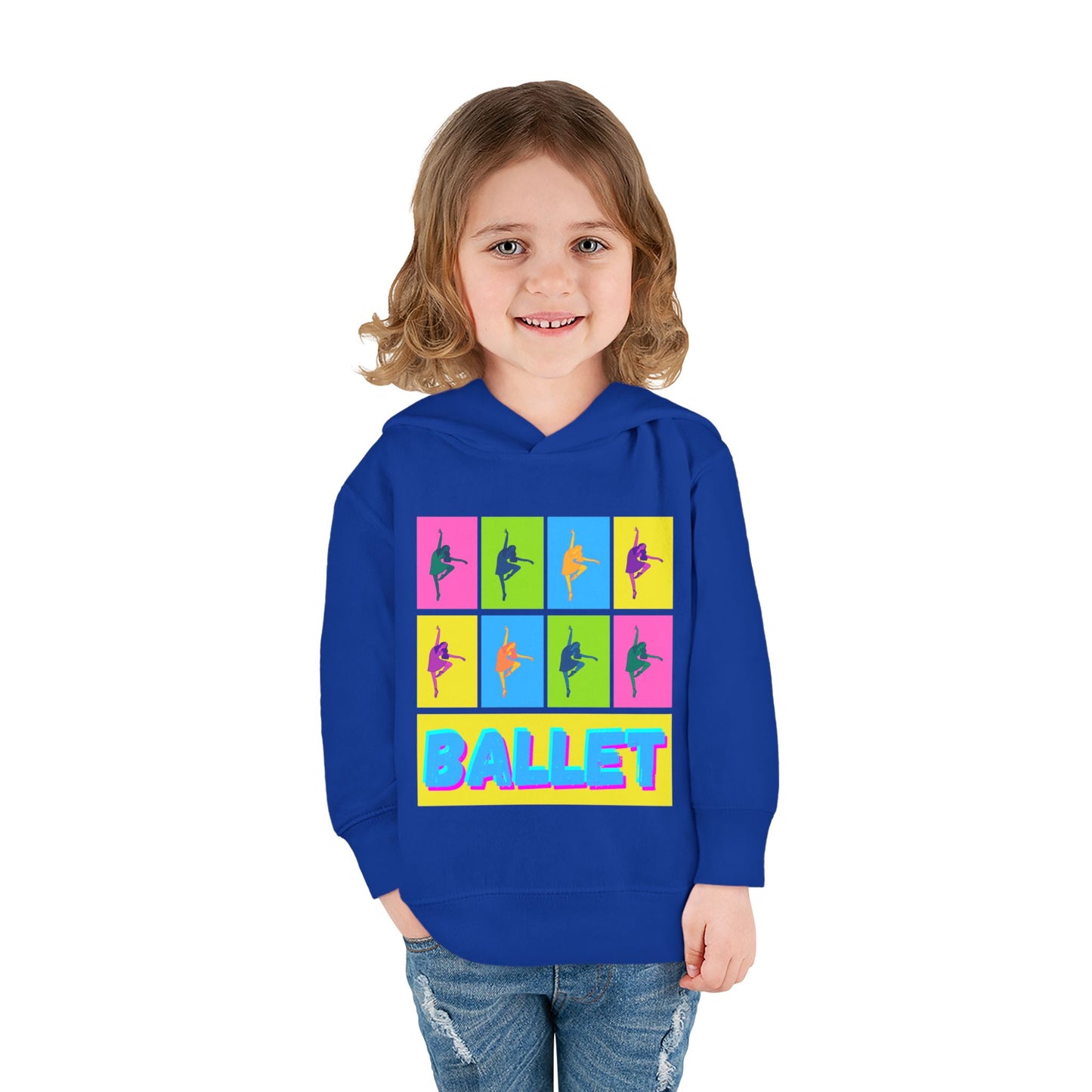 “Ballet" Toddler Pullover Hoodie – Pop Art Inspired Dance Graphic Sweatshirt with Ballet Dancer Design for Kids