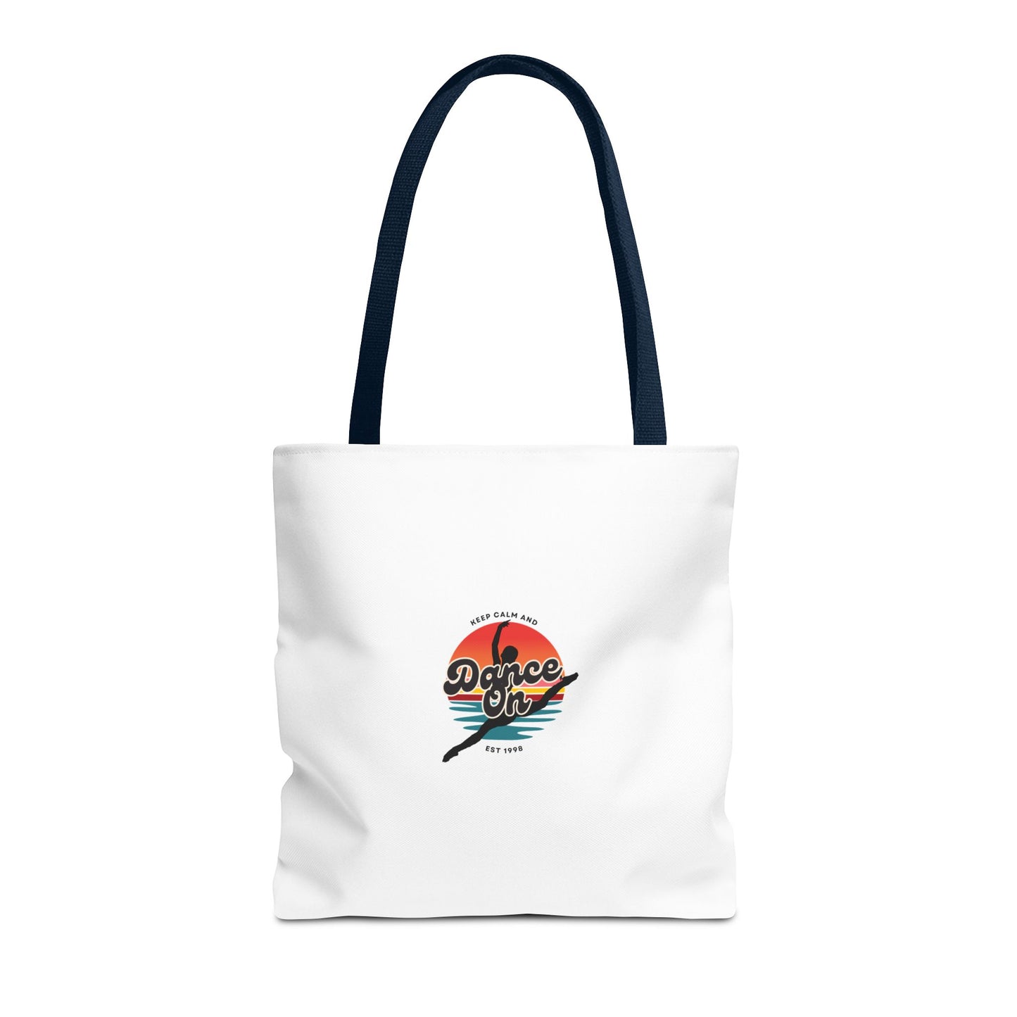 "Keep Calm and Dance On" Canvas Tote Bag – Retro Dance Graphic, Durable Shopping & Everyday Dance Bag