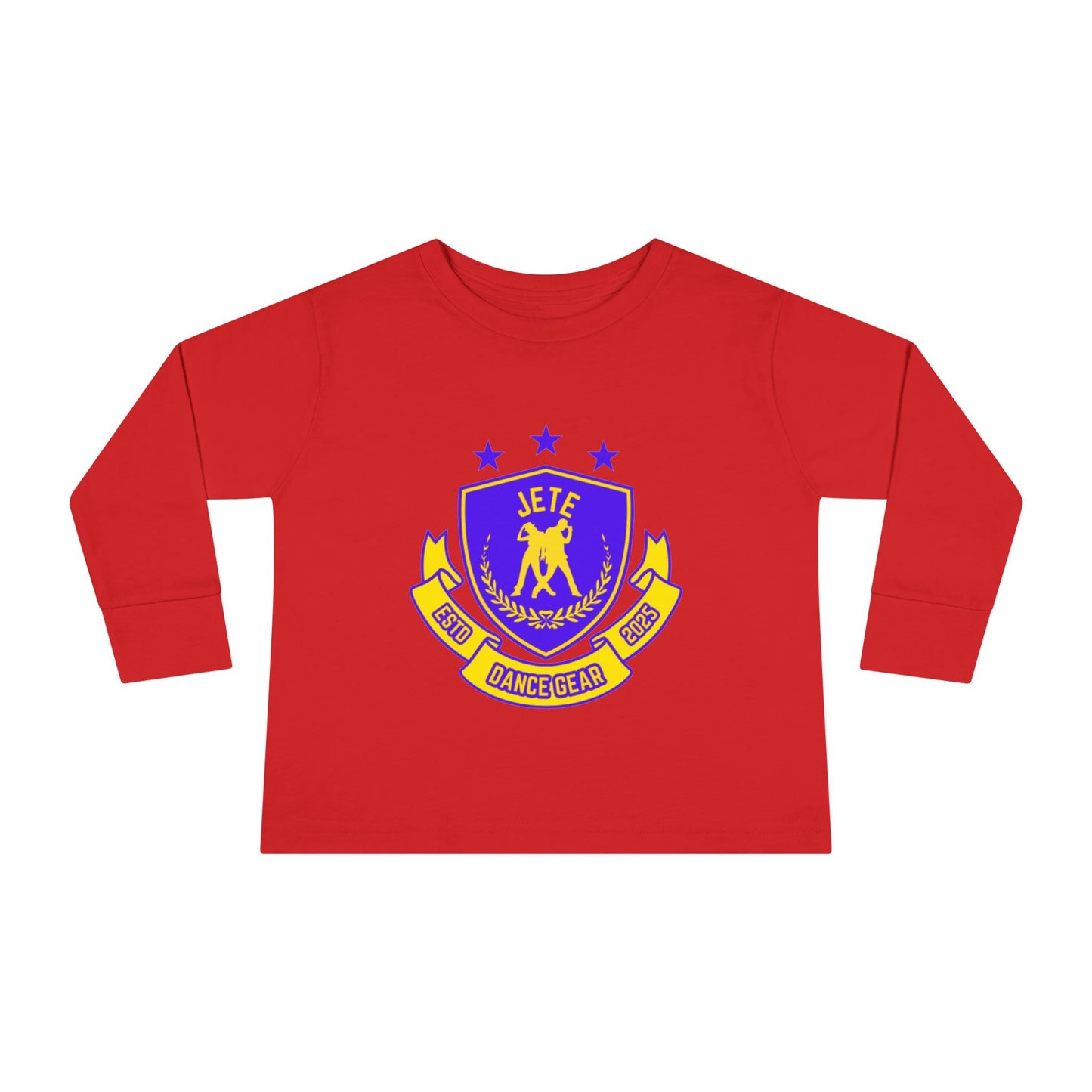 "Jeté Dance Gear" Toddler Dance T-Shirt – Collegiate-Inspired Dancer Graphic Long Sleeve Tee for Kids