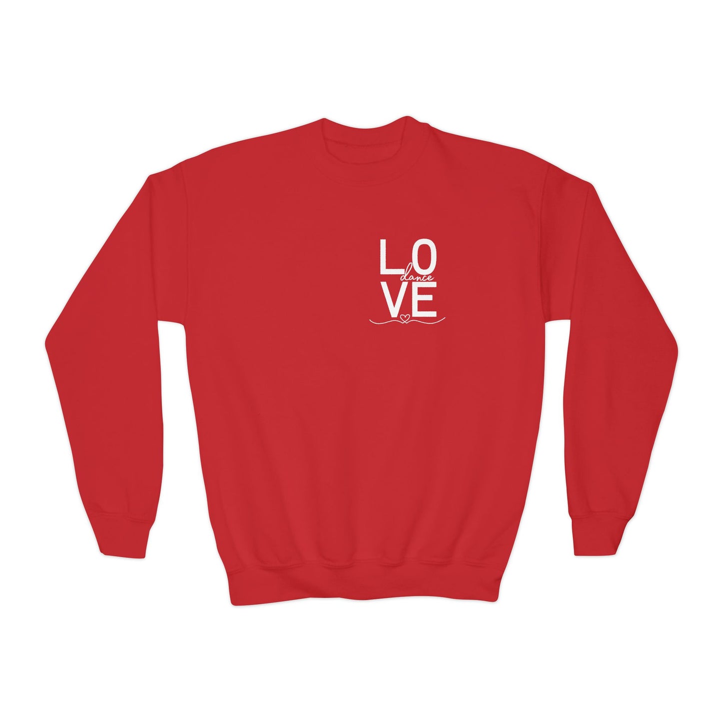 "LOVE Dance" Youth Crewneck Sweatshirt – Script Letter Graphic Dance Lover Pullover