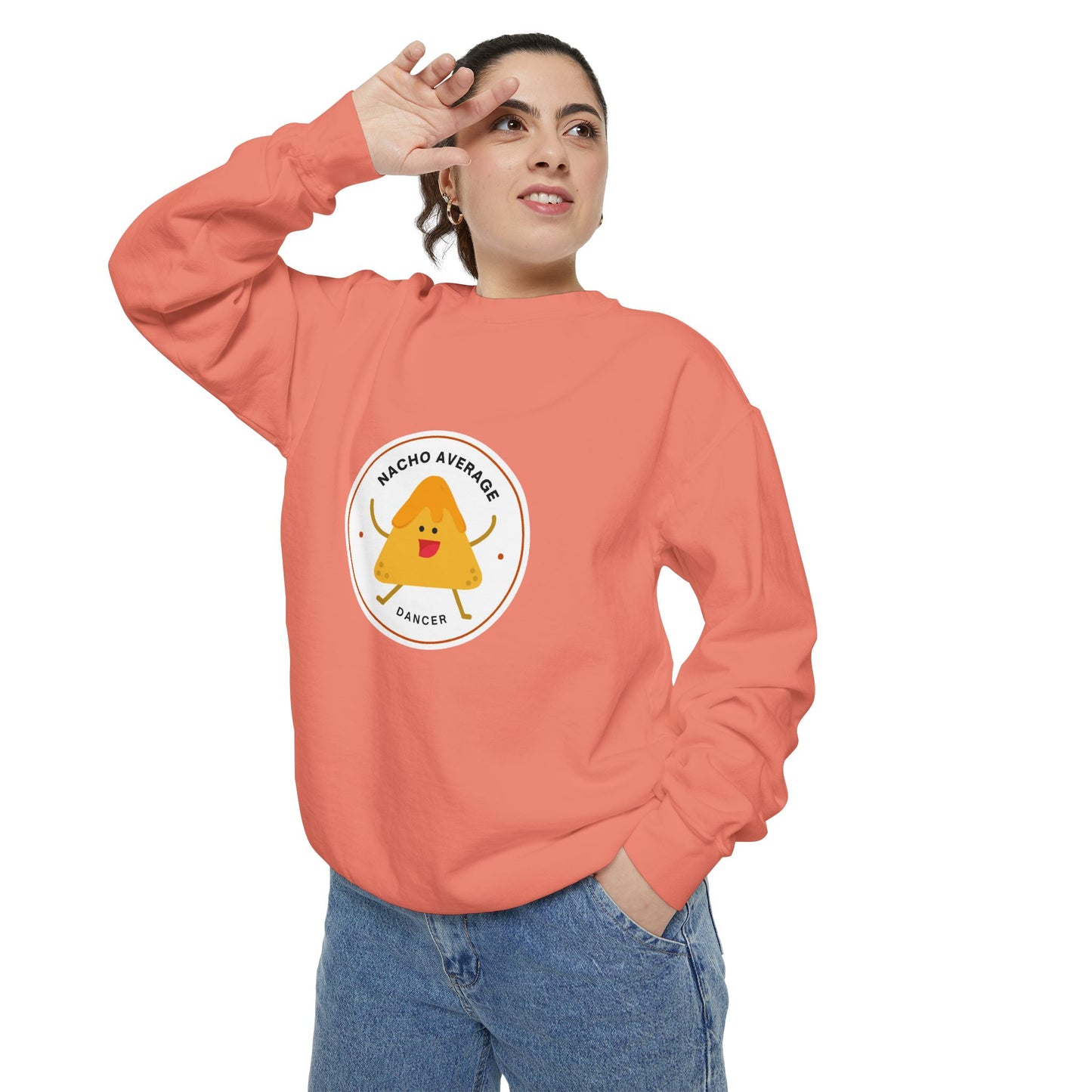 "Nacho Average Dancer" Unisex Lightweight Crewneck Sweatshirt – Cute Dance Pun Pullover with Fun Nacho Graphic for Dancers & Foodie Fans