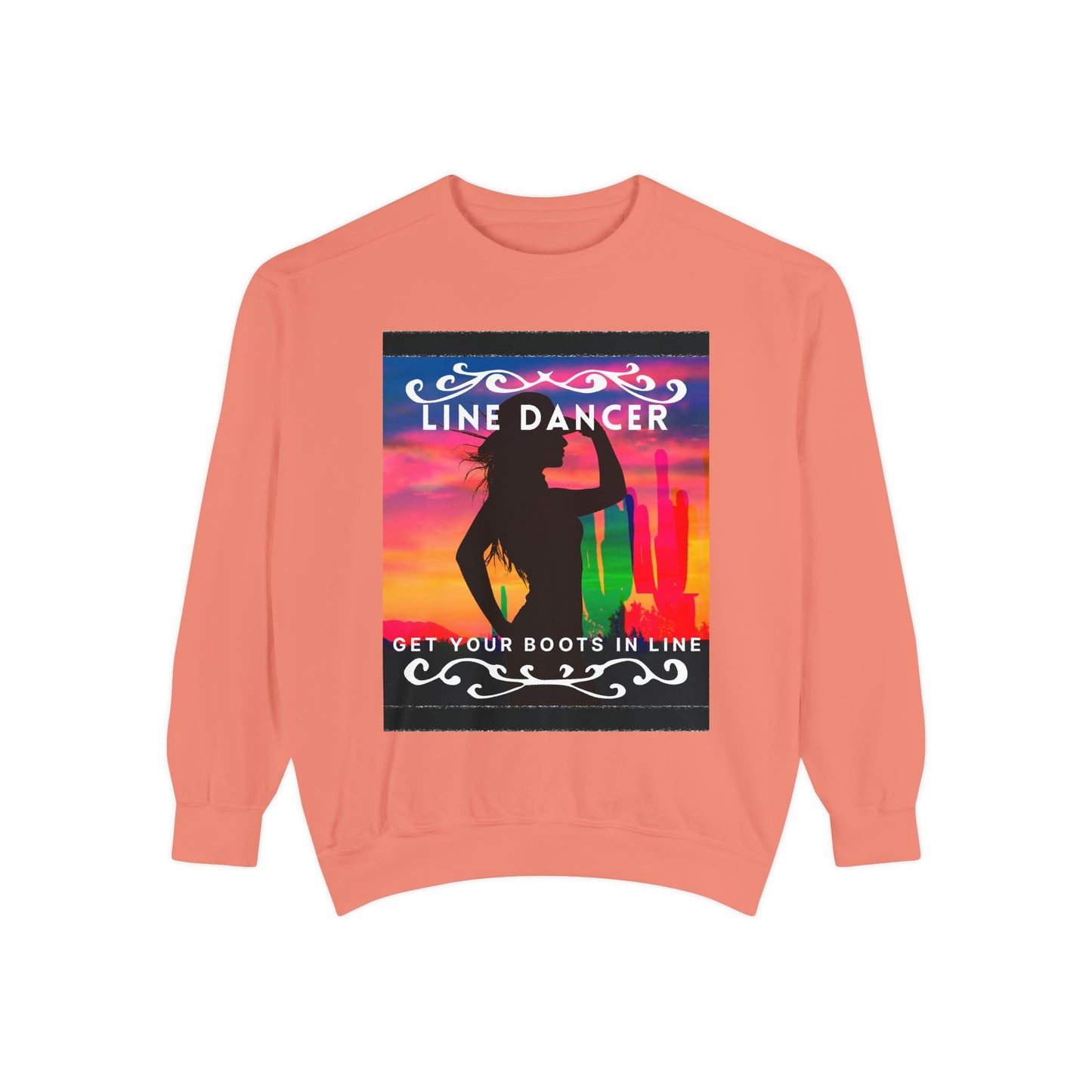 "Line Dancer, Get Your Boots in Line" Unisex Lightweight Crewneck Sweatshirt – Western Dance Graphic Pullover for Country Music & Boot Scootin’ Fans
