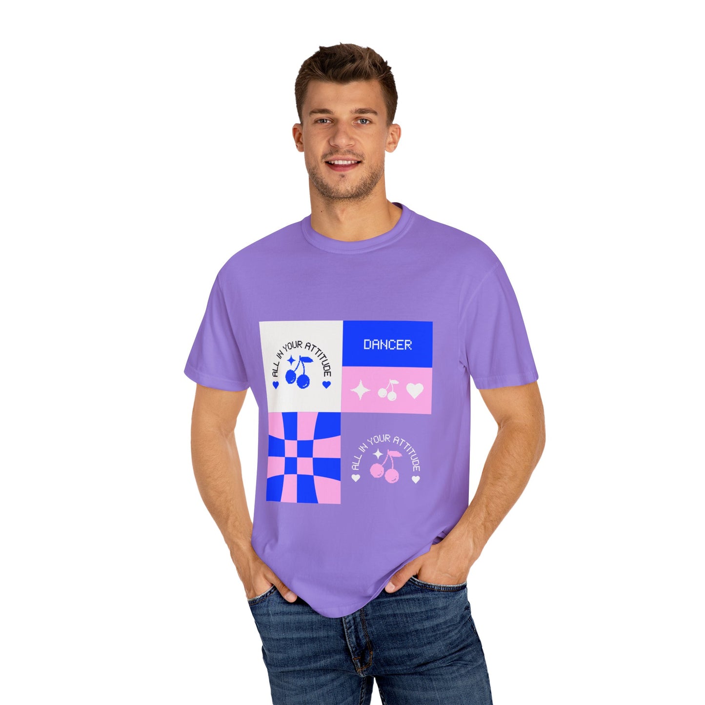 "Dancer, All in Your Attitude" Unisex Garment-Dyed T-Shirt – Bold Superhero-Style Graphic Tee – Empowering Dance Shirt for Performers