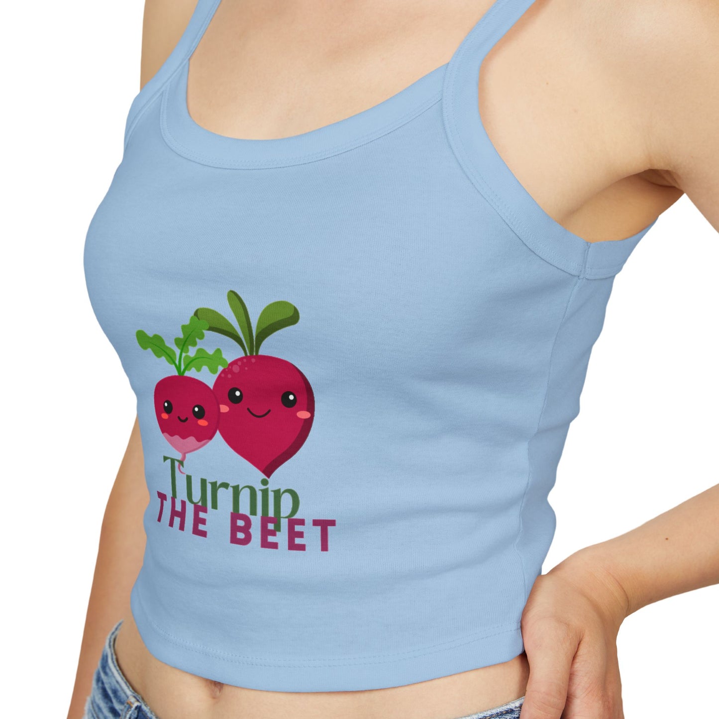 "Turnip the Beet" Women’s Spaghetti Strap Tank Top – Cute Veggie Dance Graphic | Funny Dance Pun Shirt for Dancers & Music Lovers
