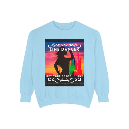 "Line Dancer, Get Your Boots in Line" Unisex Lightweight Crewneck Sweatshirt – Western Dance Graphic Pullover for Country Music & Boot Scootin’ Fans