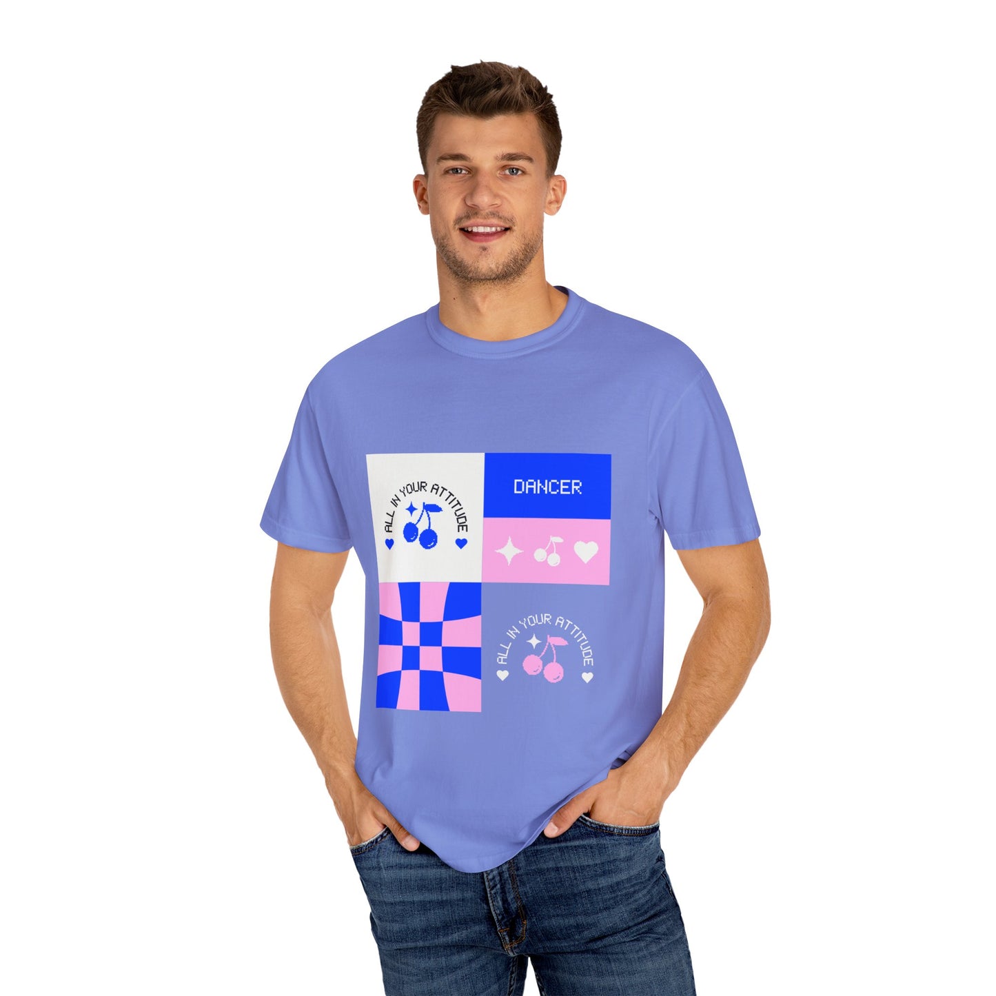 "Dancer, All in Your Attitude" Unisex Garment-Dyed T-Shirt – Bold Superhero-Style Graphic Tee – Empowering Dance Shirt for Performers