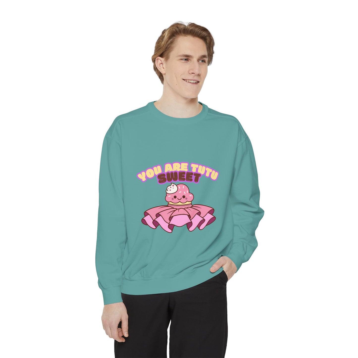 "You Are Tutu Sweet" Unisex Lightweight Crewneck Sweatshirt – Kawaii Cupcake in a Tutu Graphic Pullover for Ballet & Dance Lovers