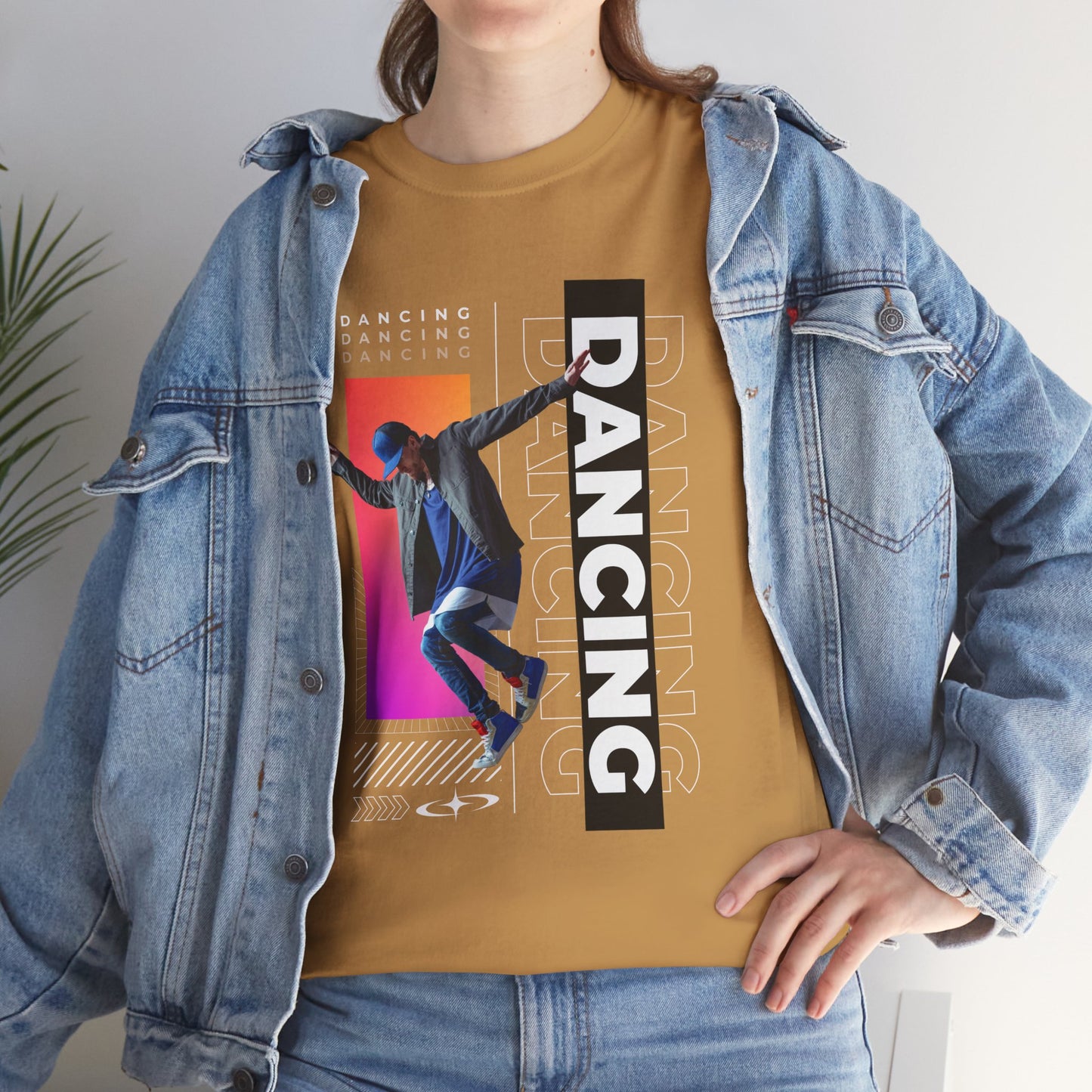 “Dancing” Streetwear-Inspired Male Dancer Unisex Heavy Cotton Tee – Urban Dance Graphic T-Shirt for Performers and Dance Lovers