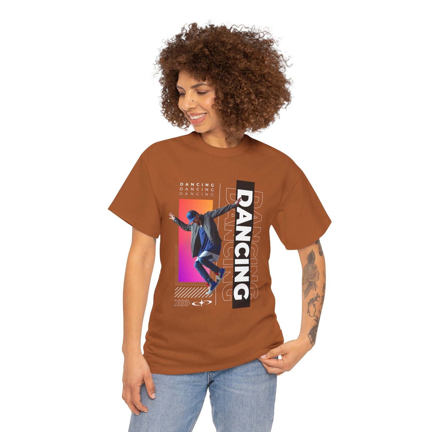 “Dancing” Streetwear-Inspired Male Dancer Unisex Heavy Cotton Tee – Urban Dance Graphic T-Shirt for Performers and Dance Lovers
