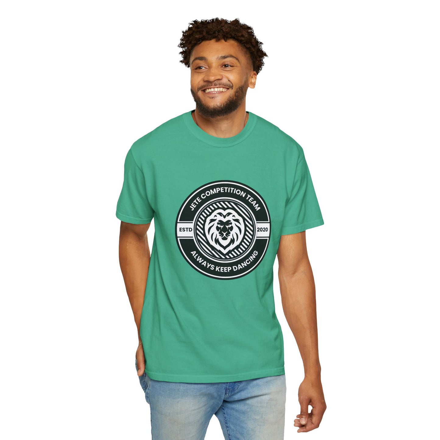 "Jeté Competition Team, Always Keep Dancing" Unisex Garment-Dyed T-Shirt – Collegiate-Style Dance Graphic Tee – Shirt for Dancers & Teams
