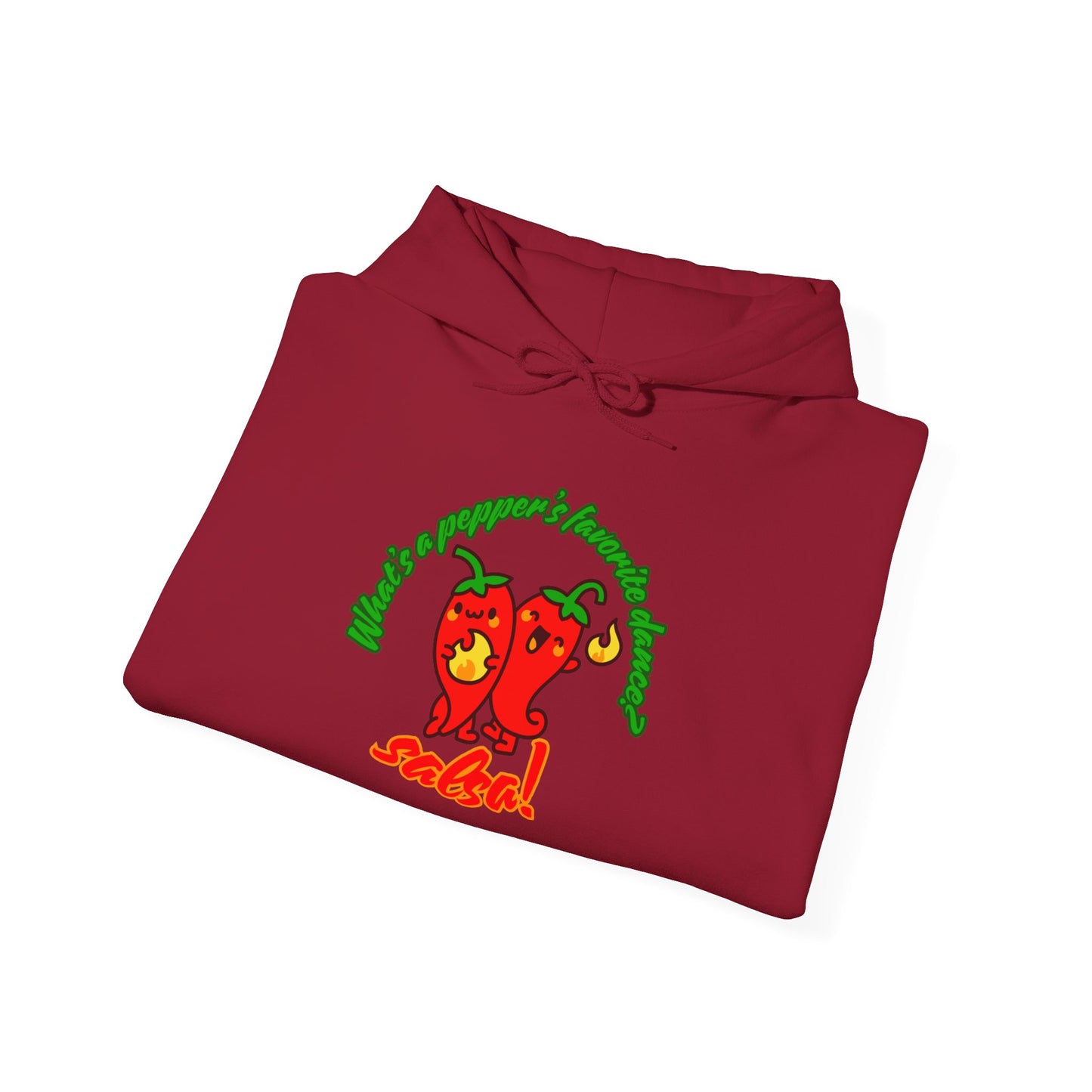 "What’s a Pepper’s Favorite Dance? Salsa!" Unisex Hooded Sweatshirt – Funny Dance Pun Hoodie with Cute Pepper Graphic for Dancers & Foodies