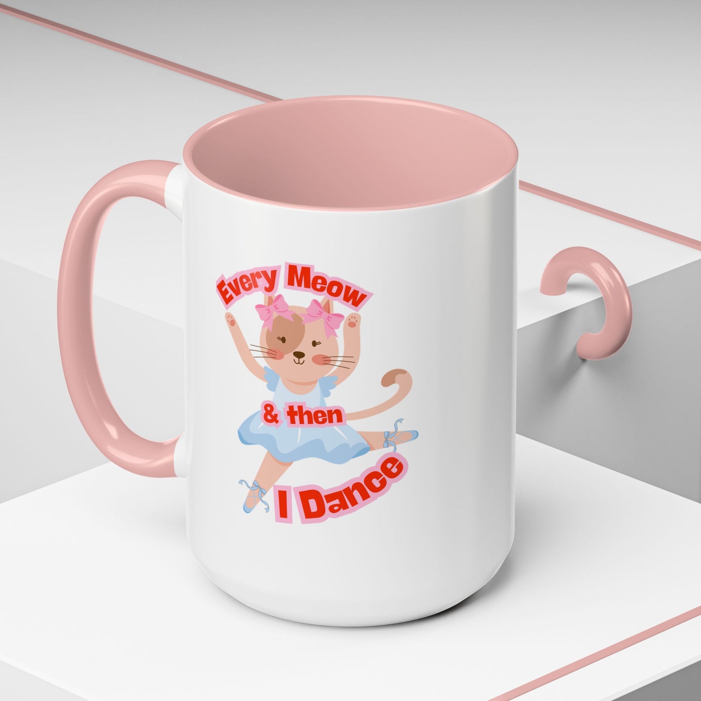 “Every Meow & Then I Dance” Adorable Dancing Cat Graphic | Cute Cat Dance Mug for Ballet Lovers & Coffee Enthusiasts - Accent Coffee Mug