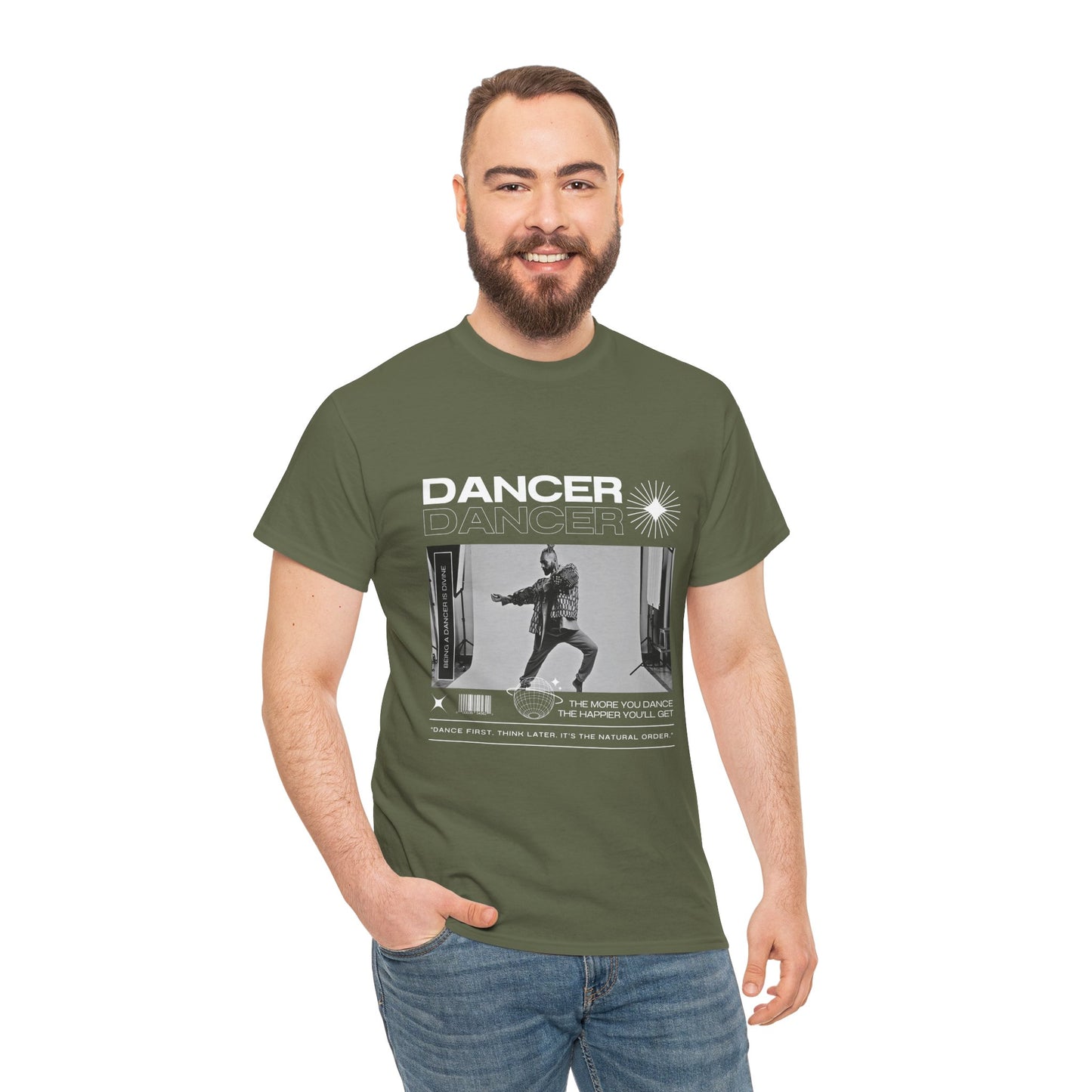 "Dancer "Jazz Pose Unisex Heavy Cotton Tee – Streetwear-Inspired Jazz Dance Graphic T-Shirt for Performers