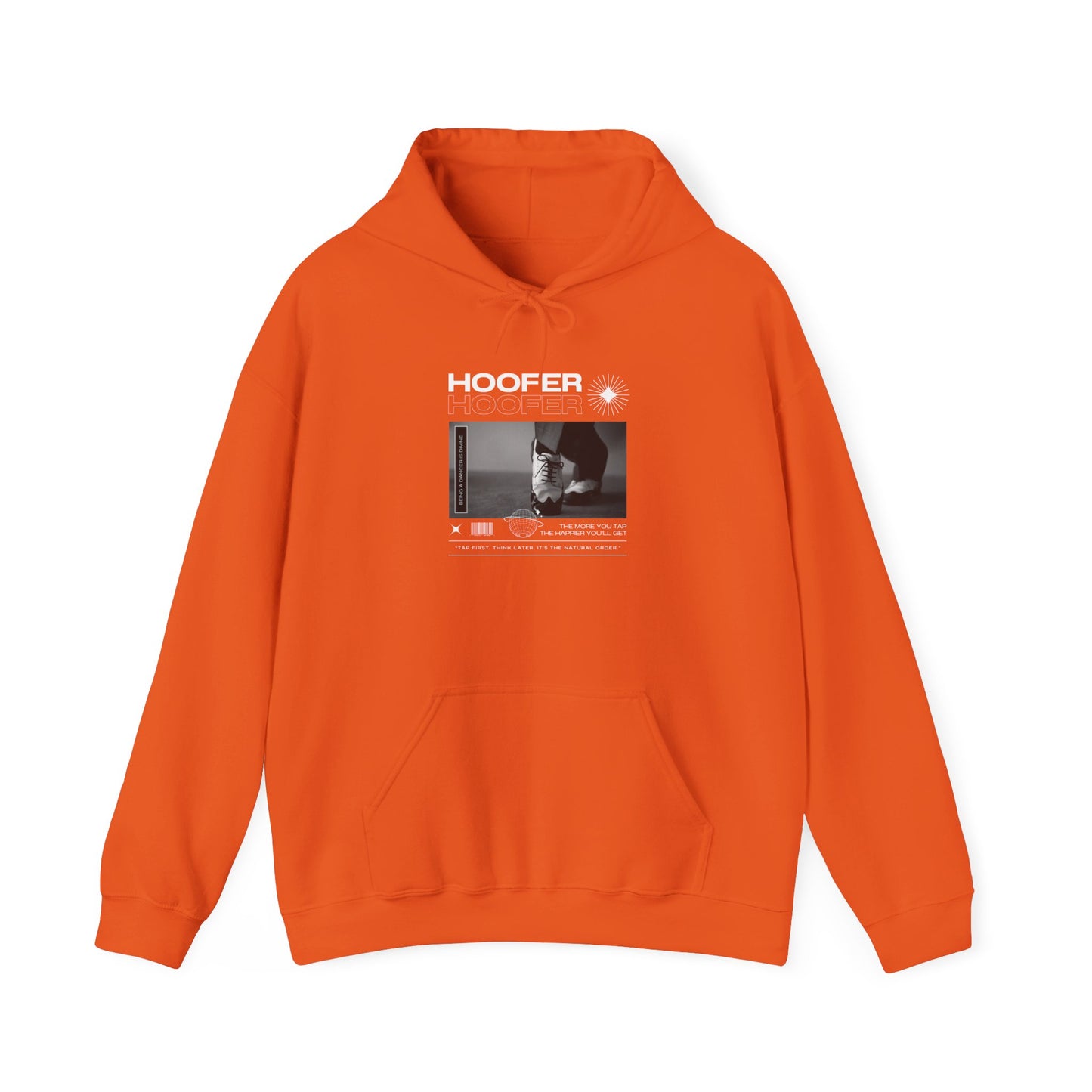 “Hoofer” Tap Dance Text with Streetwear-Style Tap Shoes Graphic – Unisex Heavy Blend™ Hooded Sweatshirt – Cozy Dance Hoodie for Tap Dancers & Dance Enthusiasts