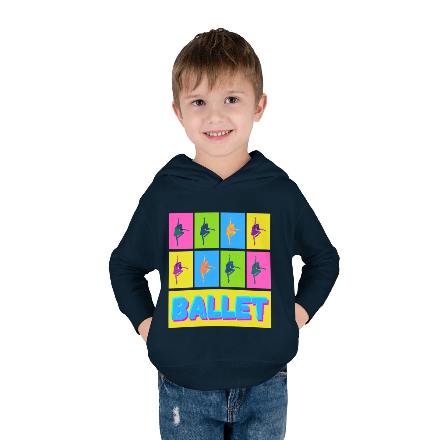 “Ballet" Toddler Pullover Hoodie – Pop Art Inspired Dance Graphic Sweatshirt with Ballet Dancer Design for Kids