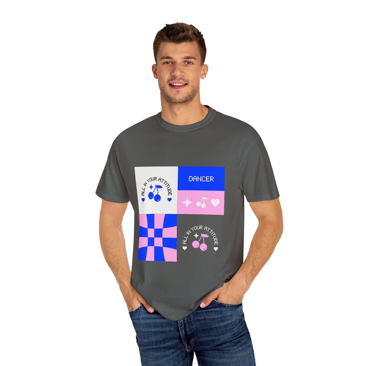 "Dancer, All in Your Attitude" Unisex Garment-Dyed T-Shirt – Bold Superhero-Style Graphic Tee – Empowering Dance Shirt for Performers