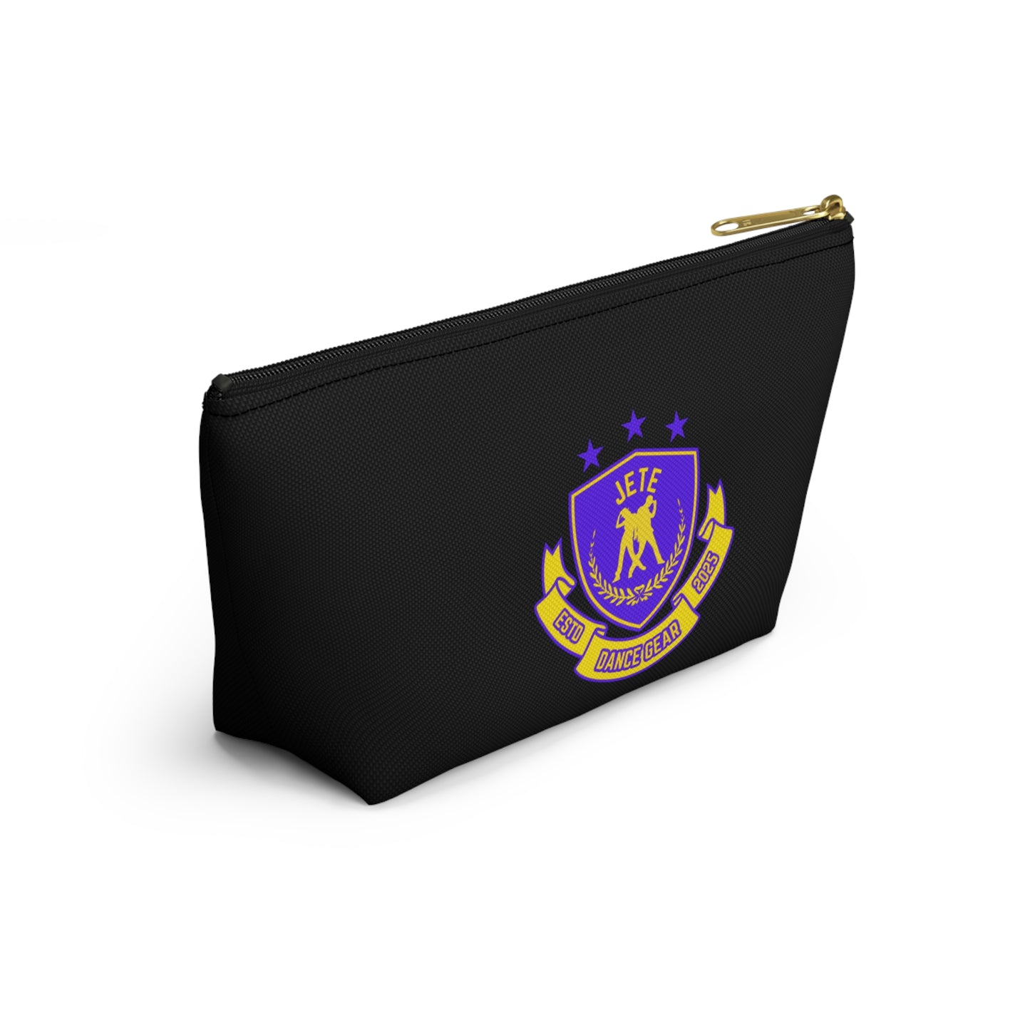 "Jeté Dance Gear" Makeup Bag – Colorful Collegiate-Inspired Dance Graphic – Stylish Zipper Pouch for Cosmetics, Accessories & Team Essentials