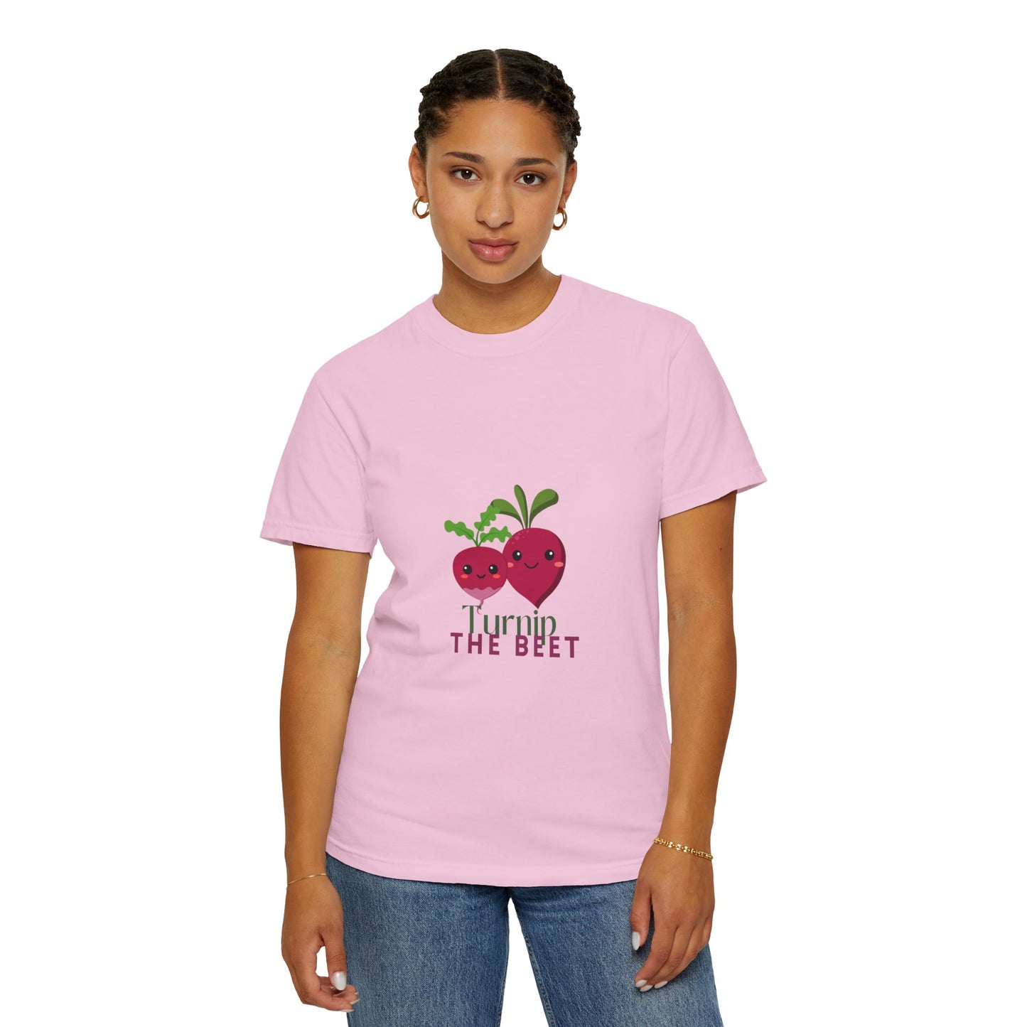 "Turnip the Beet" Unisex Garment-Dyed T-Shirt – Cute Veggie Dance Pun Graphic Tee – Funny Foodie Shirt for Dancers & Music Lovers