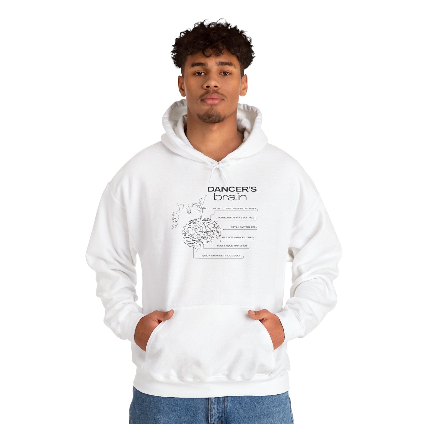 "Dancer’s Brain" Unisex Hoodie – Funny Dance-Themed Hoodie for Teens and Adults with Personalization Option and Cute Dancer Brain Graphic