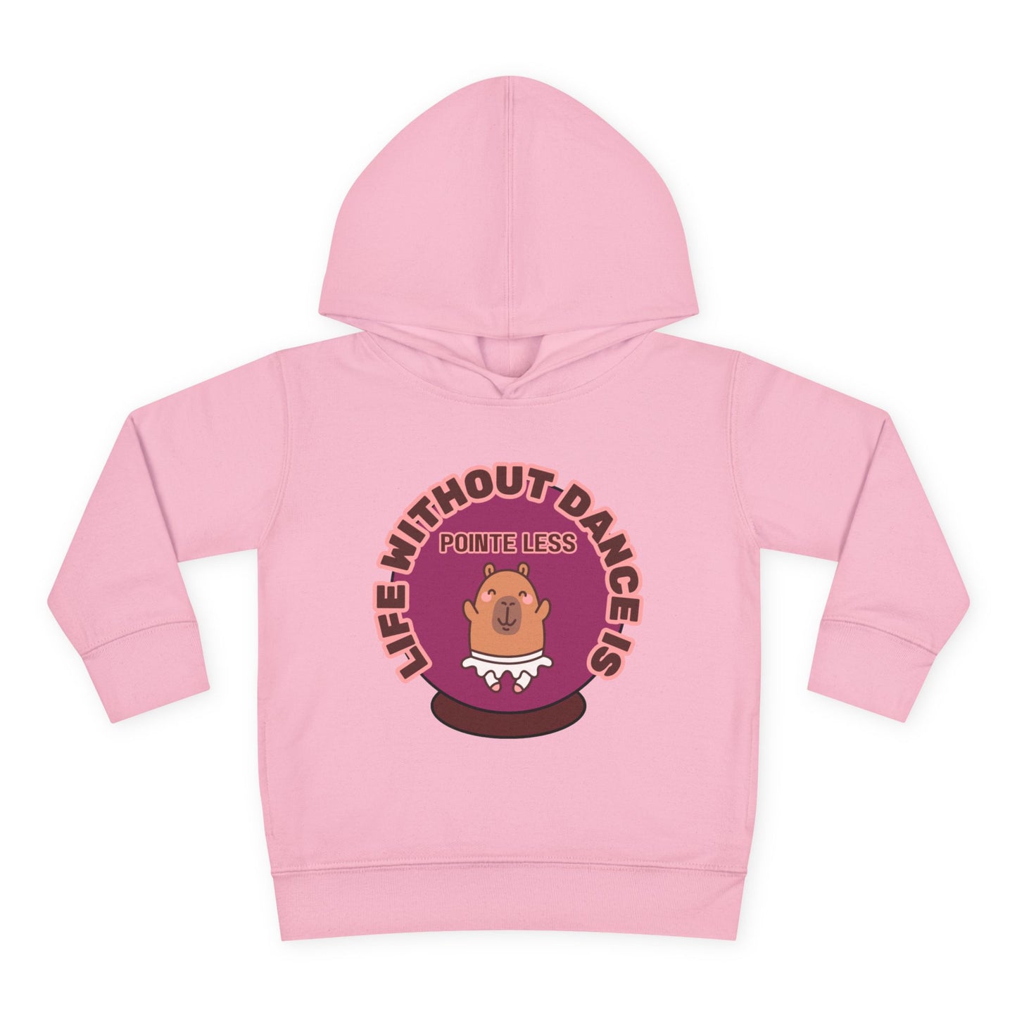 "Life Without Dance Is Pointeless" Toddler Fleece Dance Hoodie – Cute Dancing Capybara Graphic Pullover for Kids
